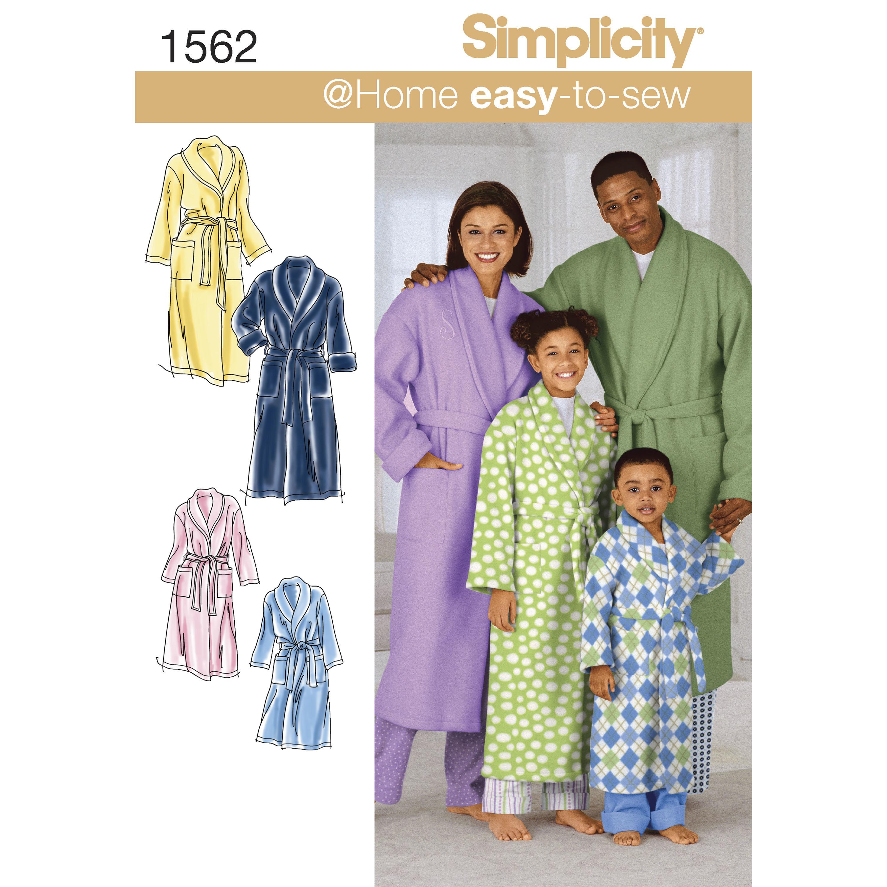 Simplicity S1562 Child's, Teens' and Adults' Robe and Belt