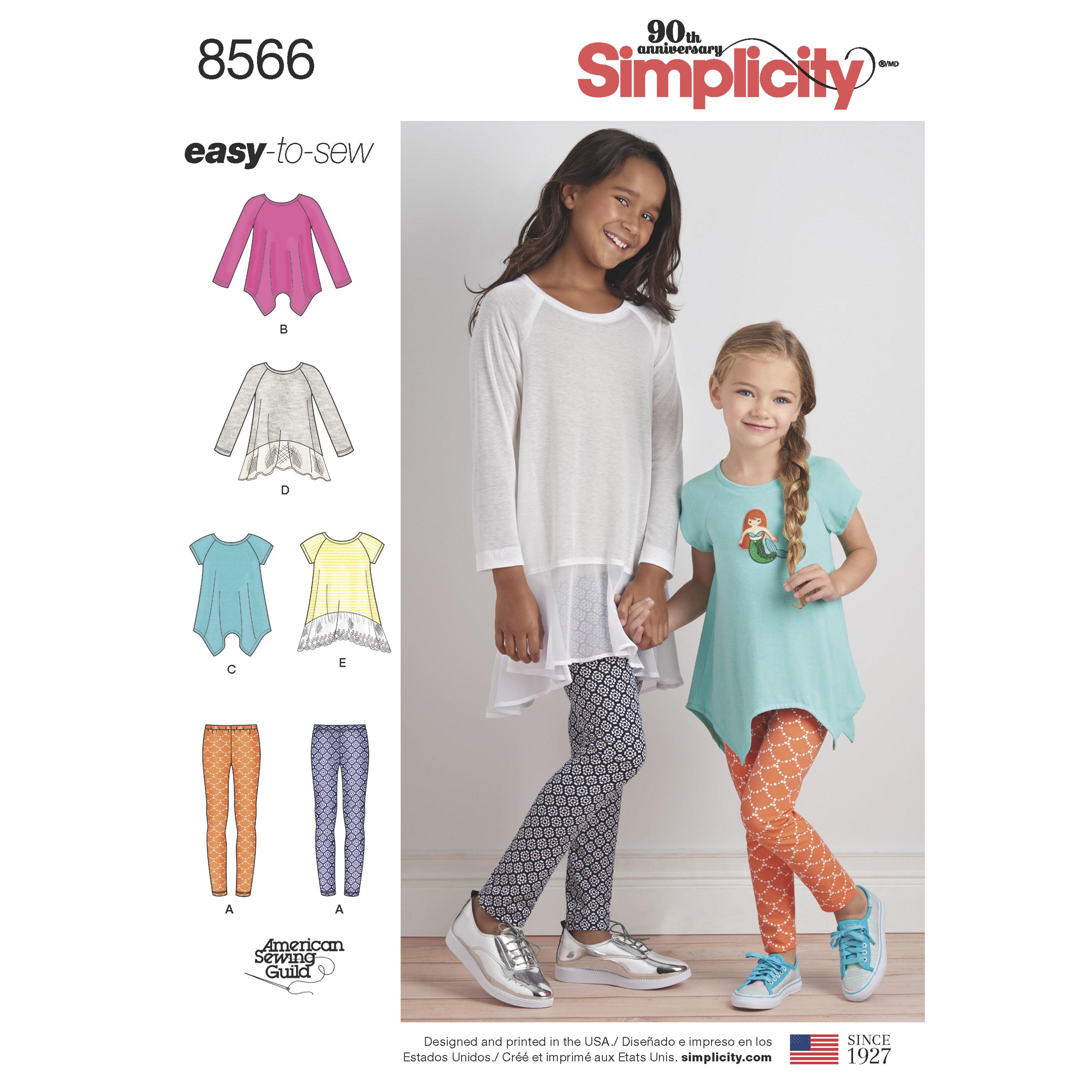 Simplicity S8566 Child's & Girls' Tunics & Leggings