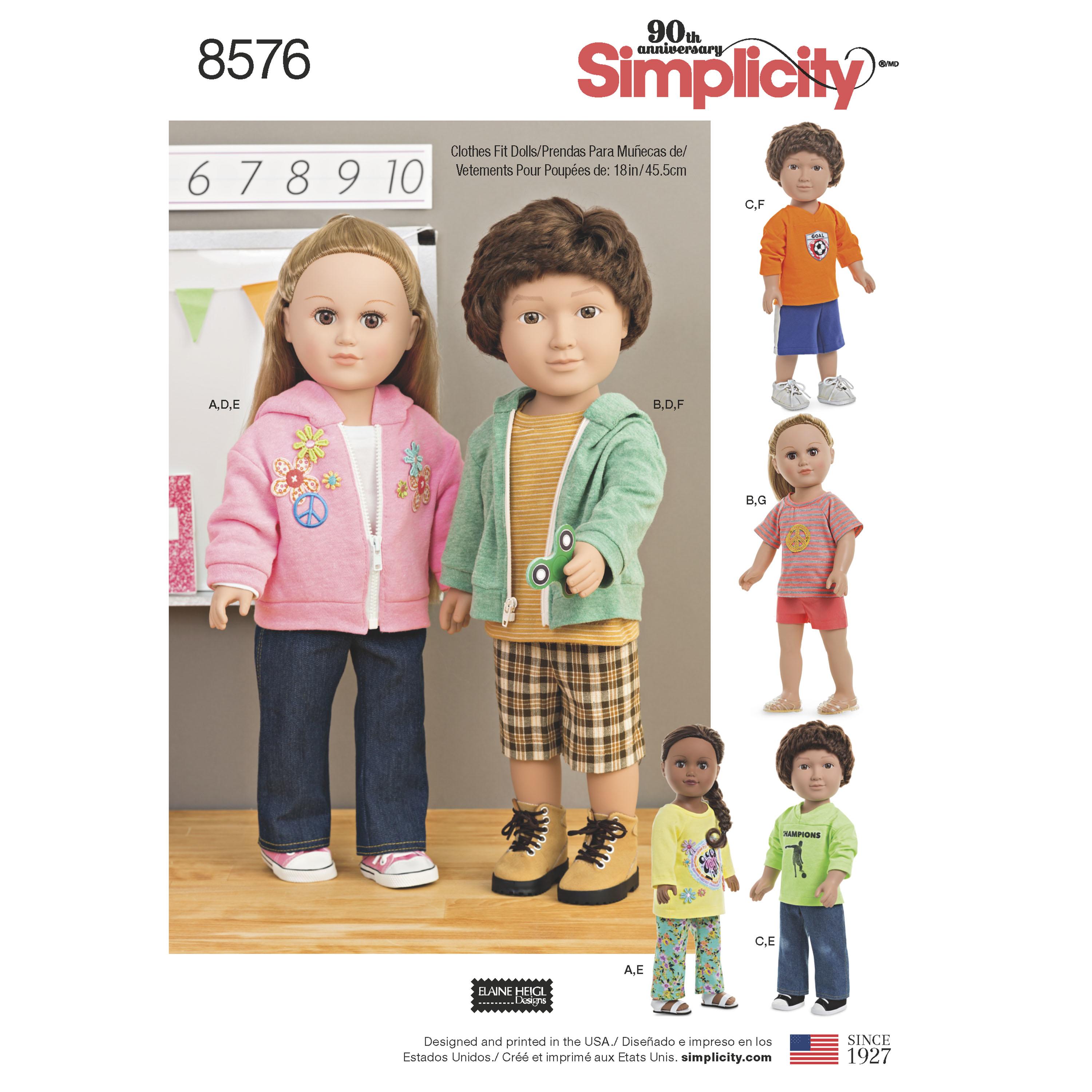 Simplicity S8576 Unisex Doll Clothes