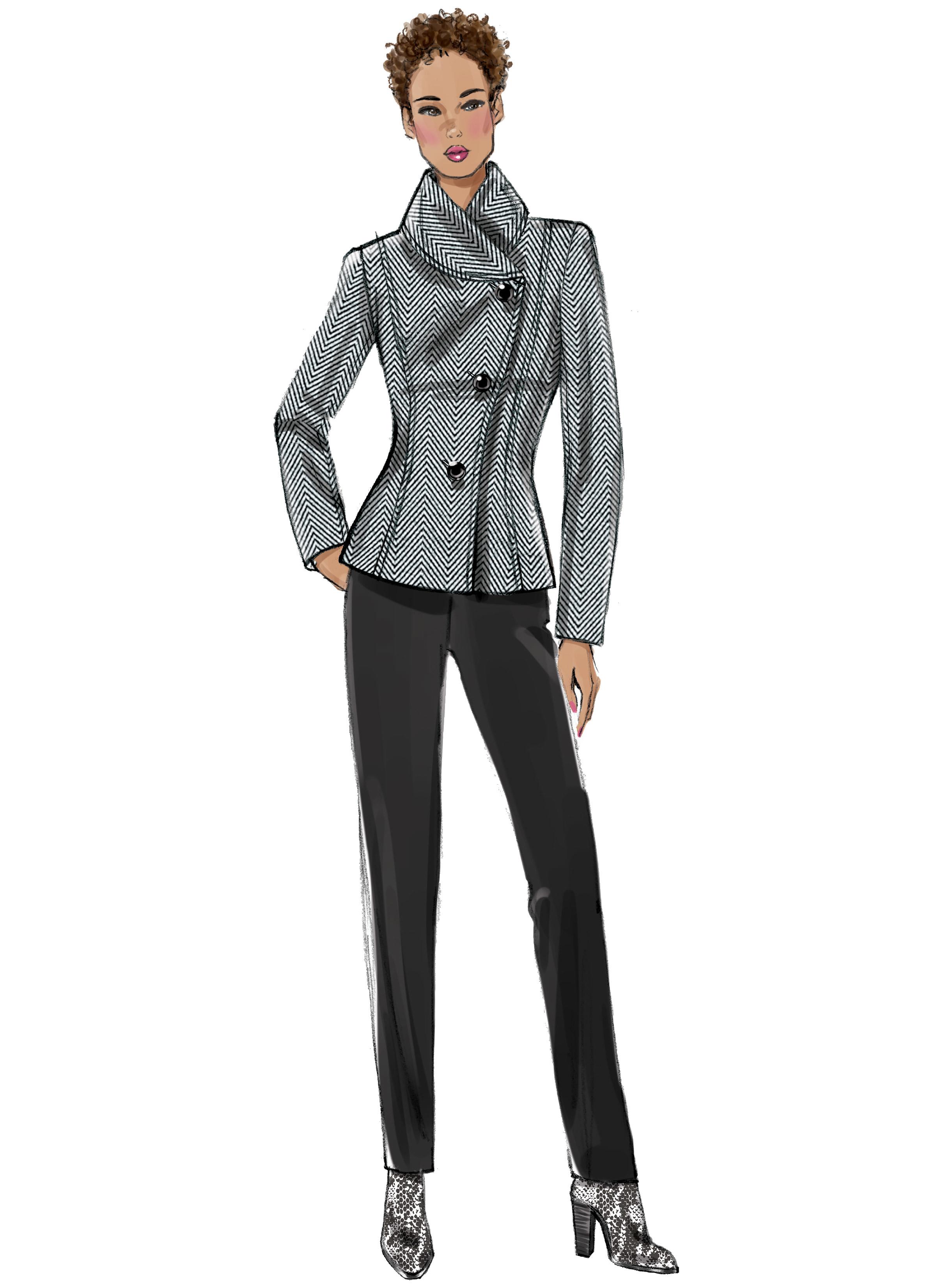 Butterick B6497 Misses'/Misses' Petite Jacket and Coats with Asymmetrical Front and Collar Variations