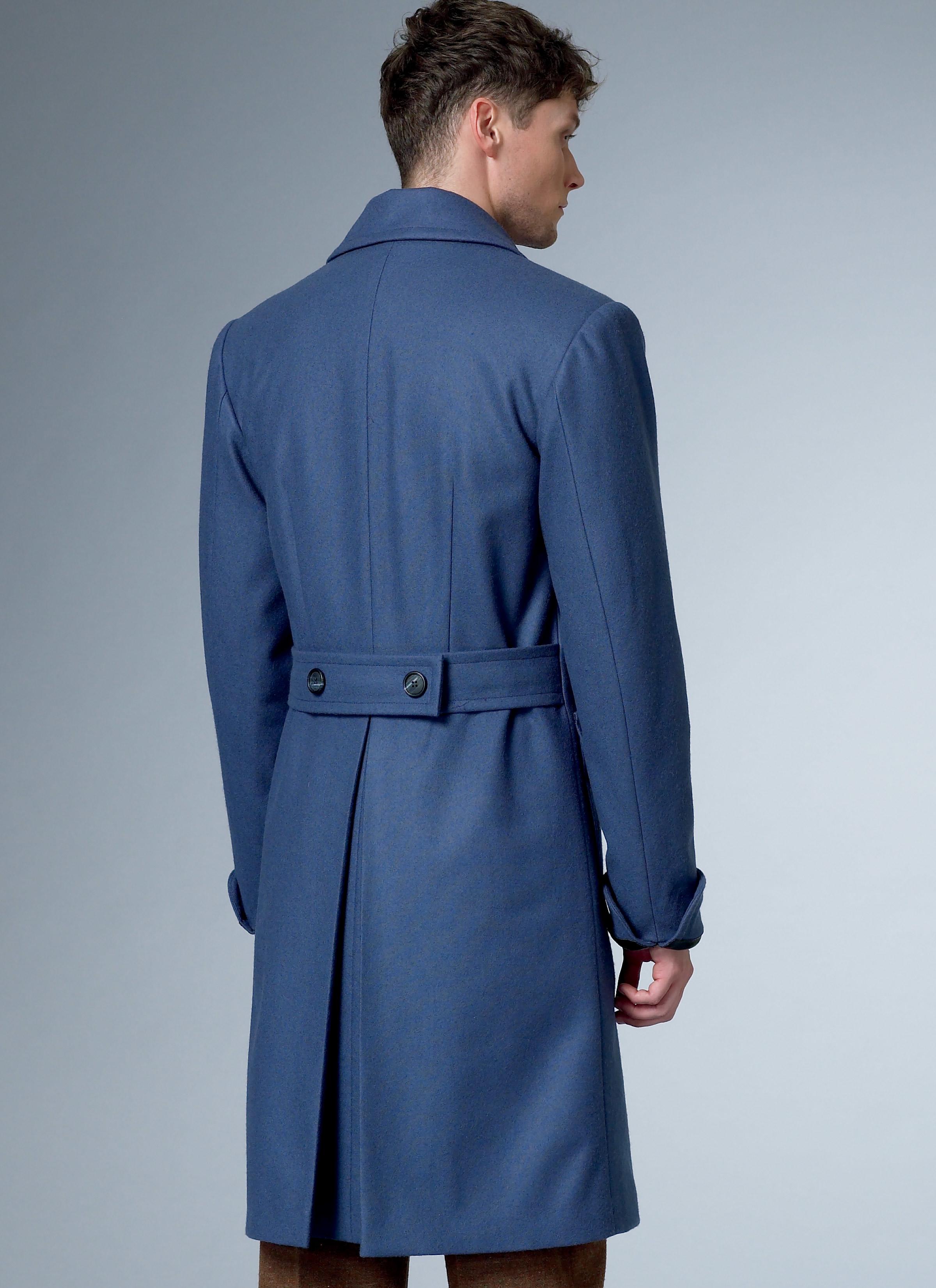 Butterick B6502 Men's Single-Breasted Lined Coat with Back Belt and Vest with Buckle