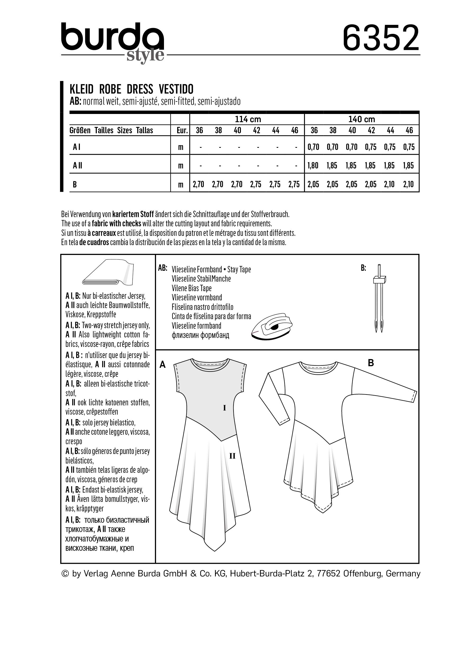 Burda Style Pattern B6352 Women's Shirt Dress