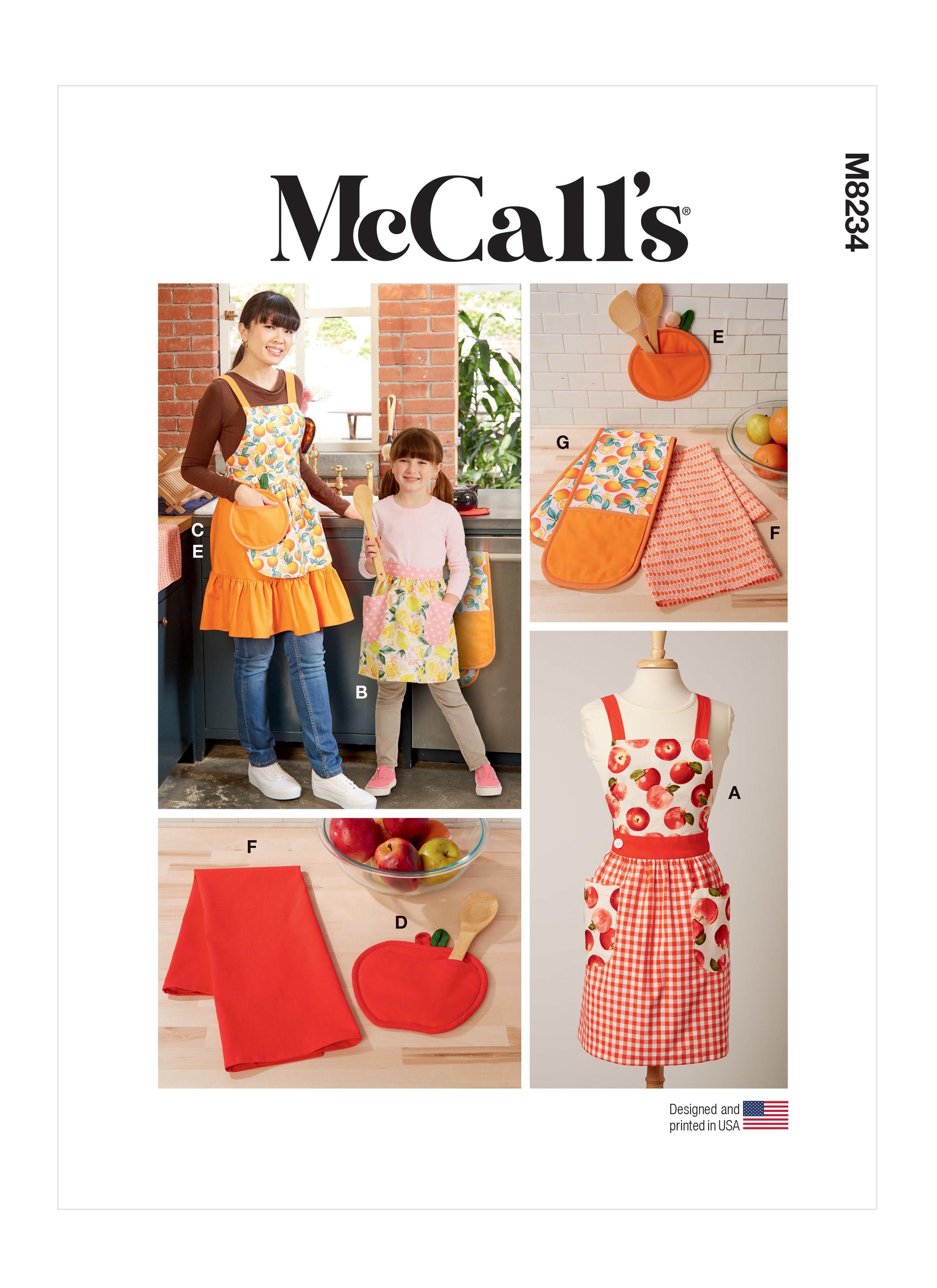 McCalls M8234 Children's and Misses' Aprons, Potholders and Tea Towel