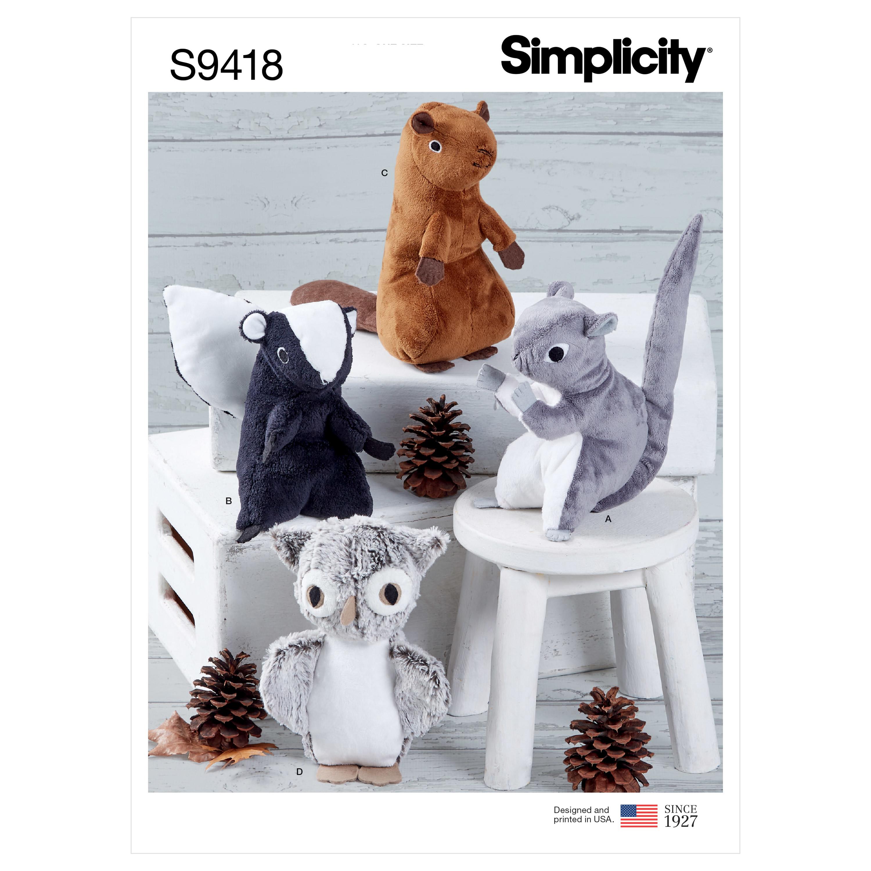 Simplicity Sewing Pattern S9418 Stuffed Animals