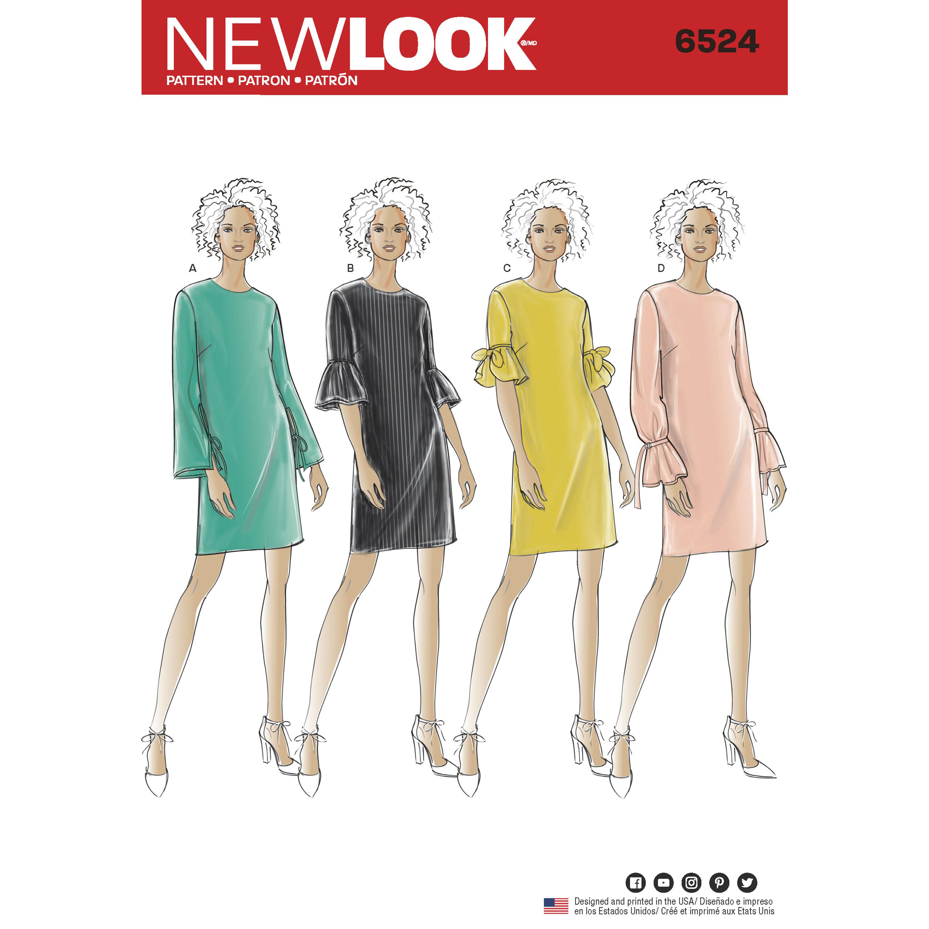 NewLook N6524 Women?s Dress with Sleeve Variations
