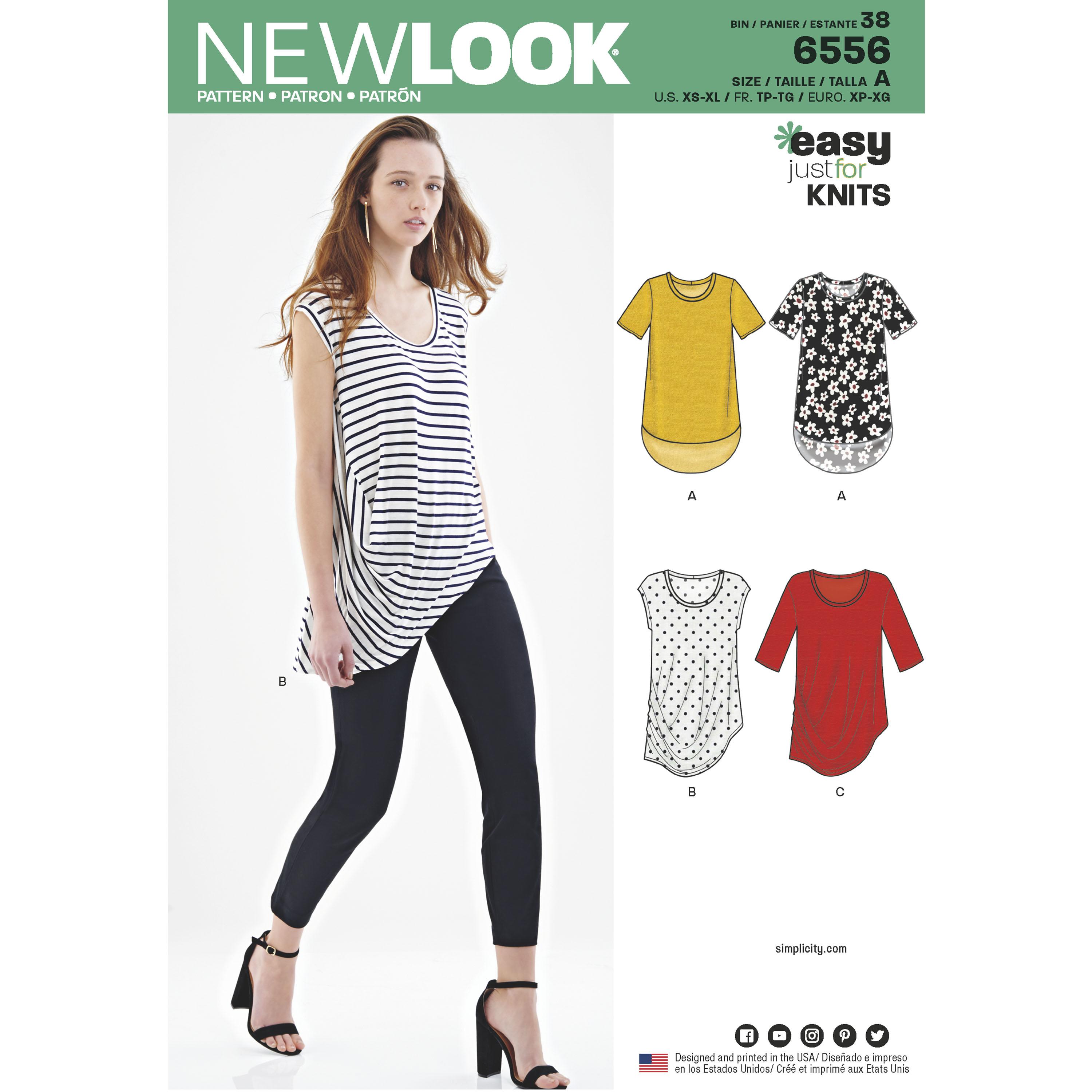 NewLook N6556  Women's Easy Knit Tops