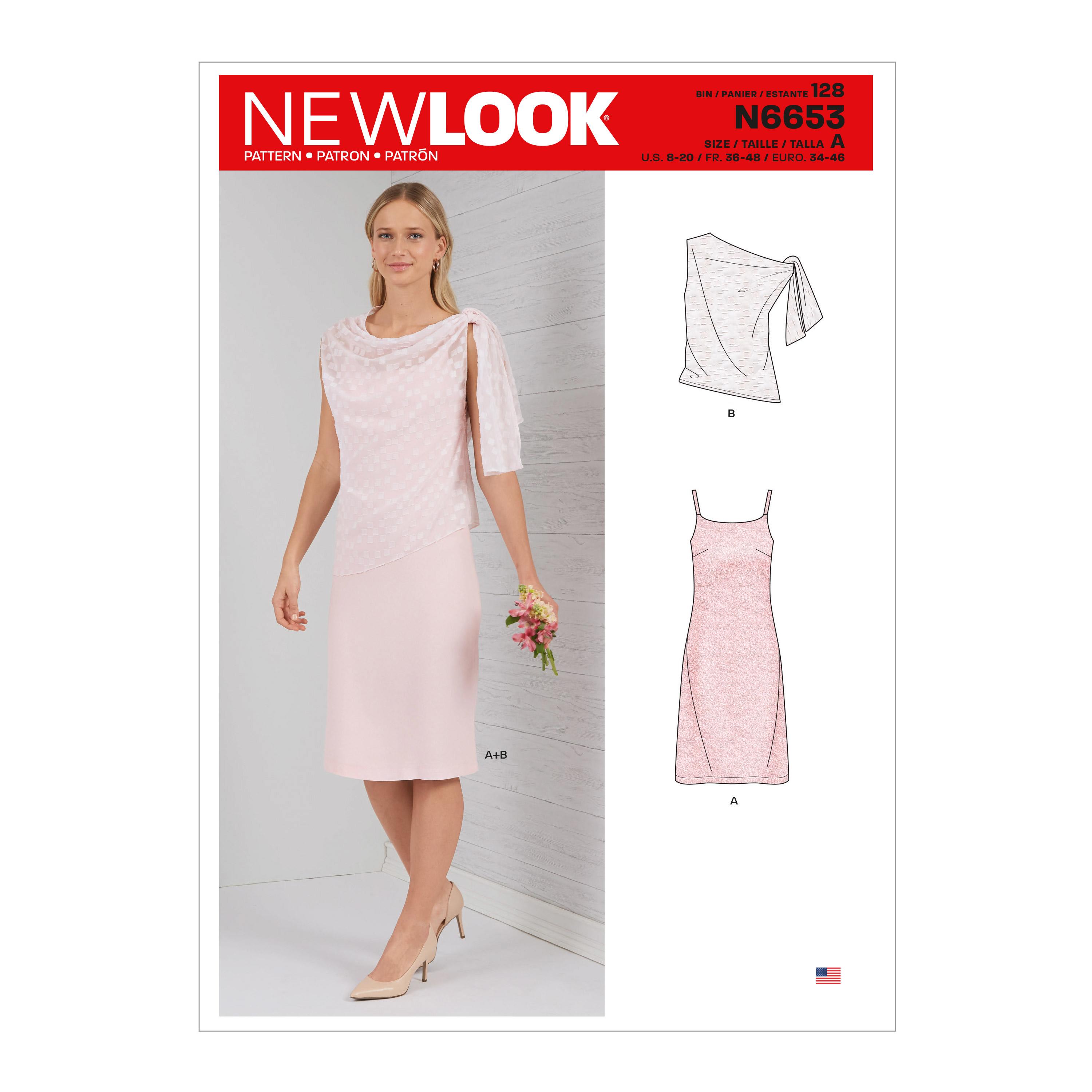 New Look Sewing Pattern N6653 Misses' Dress With Shoulder Tie Topper
