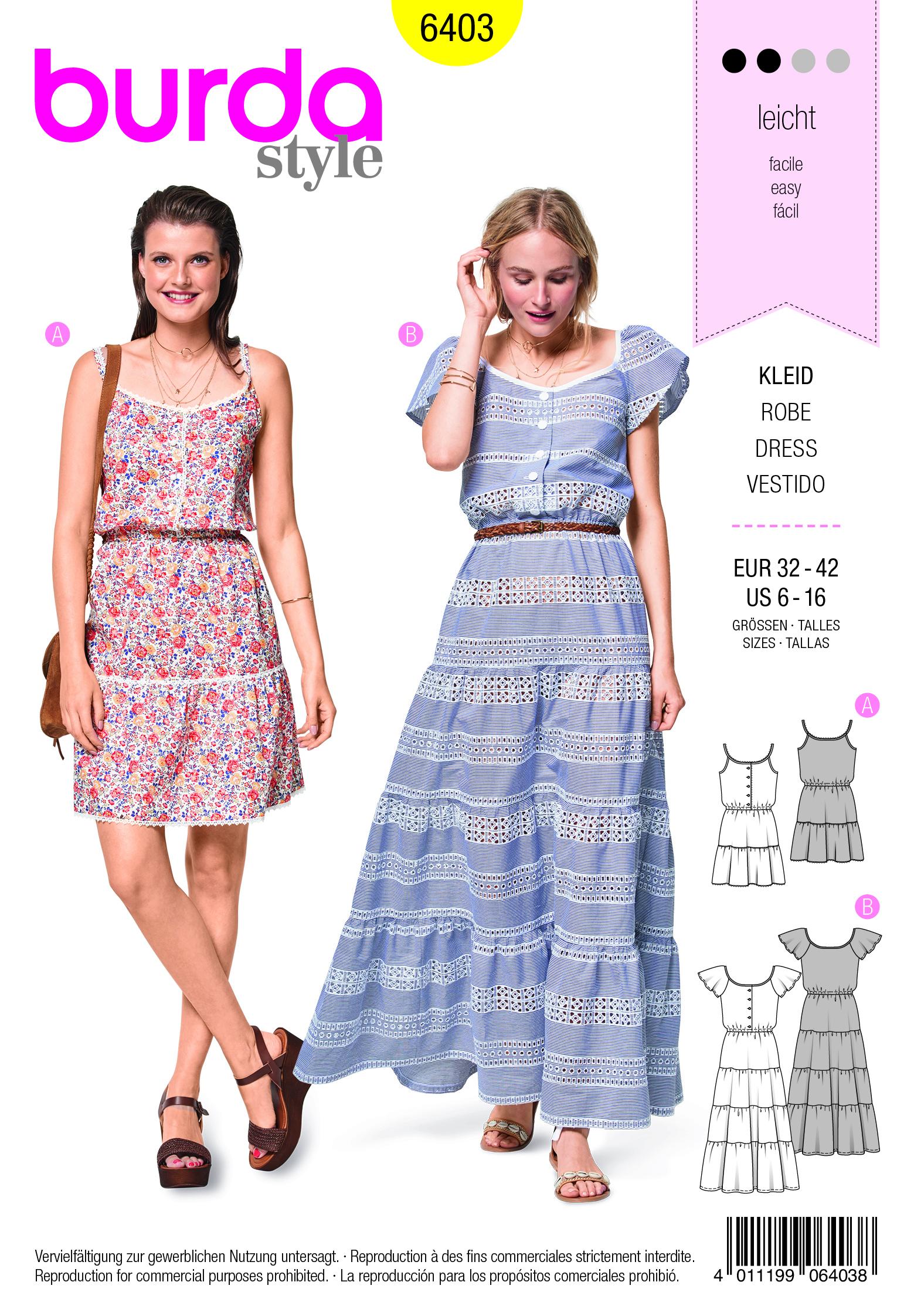 Burda B6403 Women's Sun Dress in Length Variations