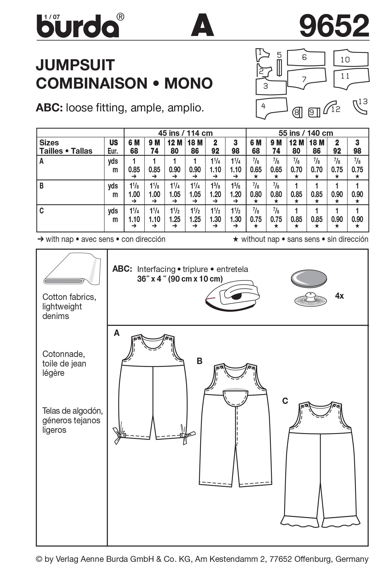 Burda B9652 Jumpsuit Sewing Pattern