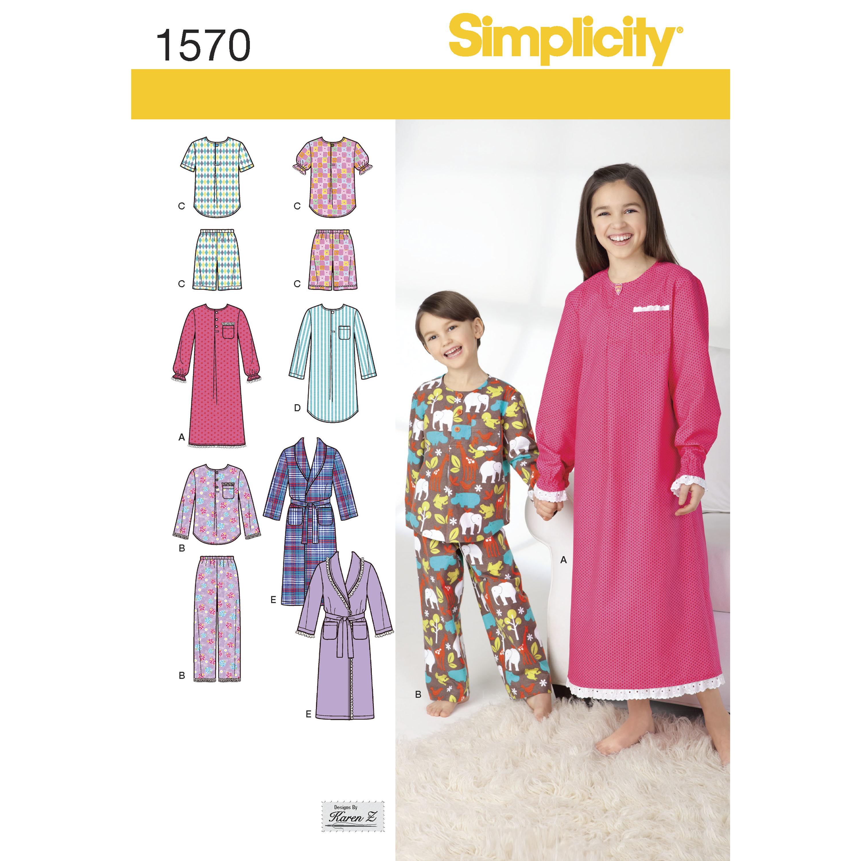 Simplicity S1570 Child's, Girls', and Boys' Loungewear