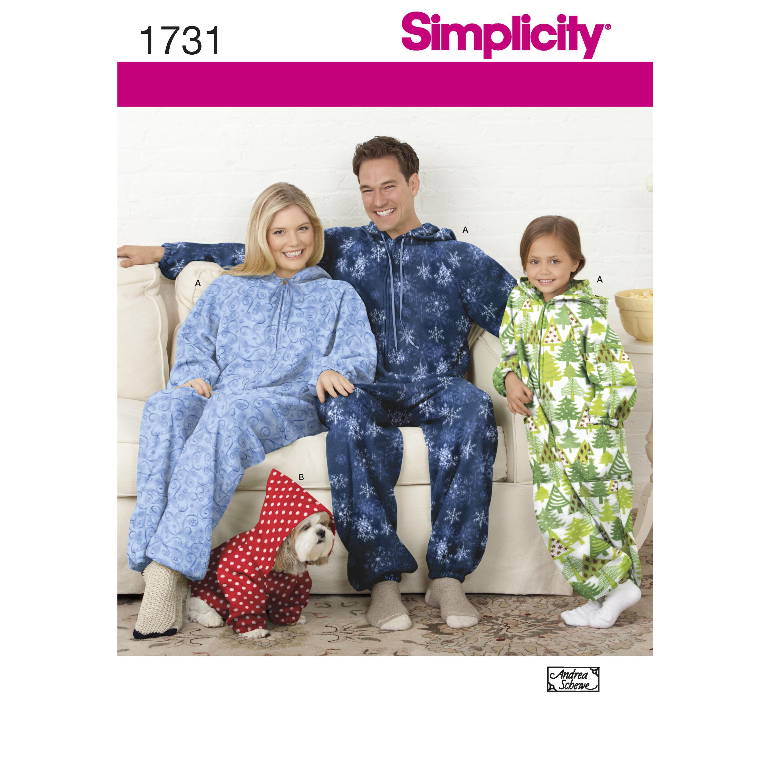 Simplicity S1731 Child's, Teens' and Adults' Fleece Jumpsuit