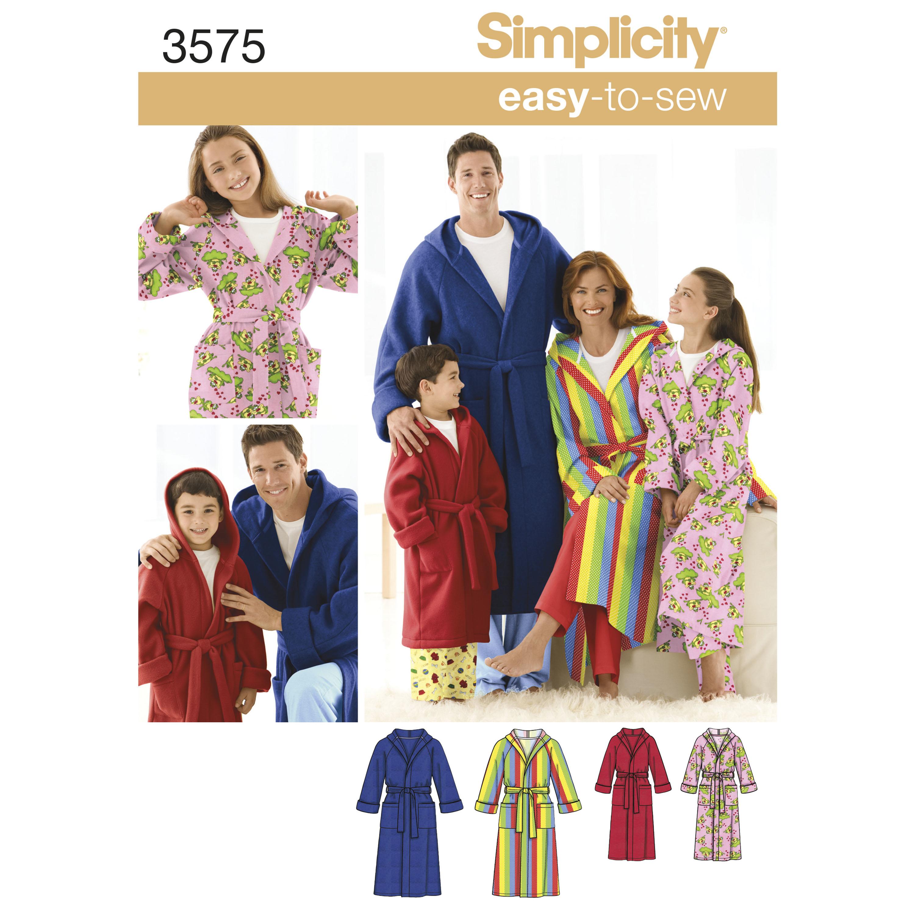 Simplicity S3575 Women's/Men/Child Sleepwear