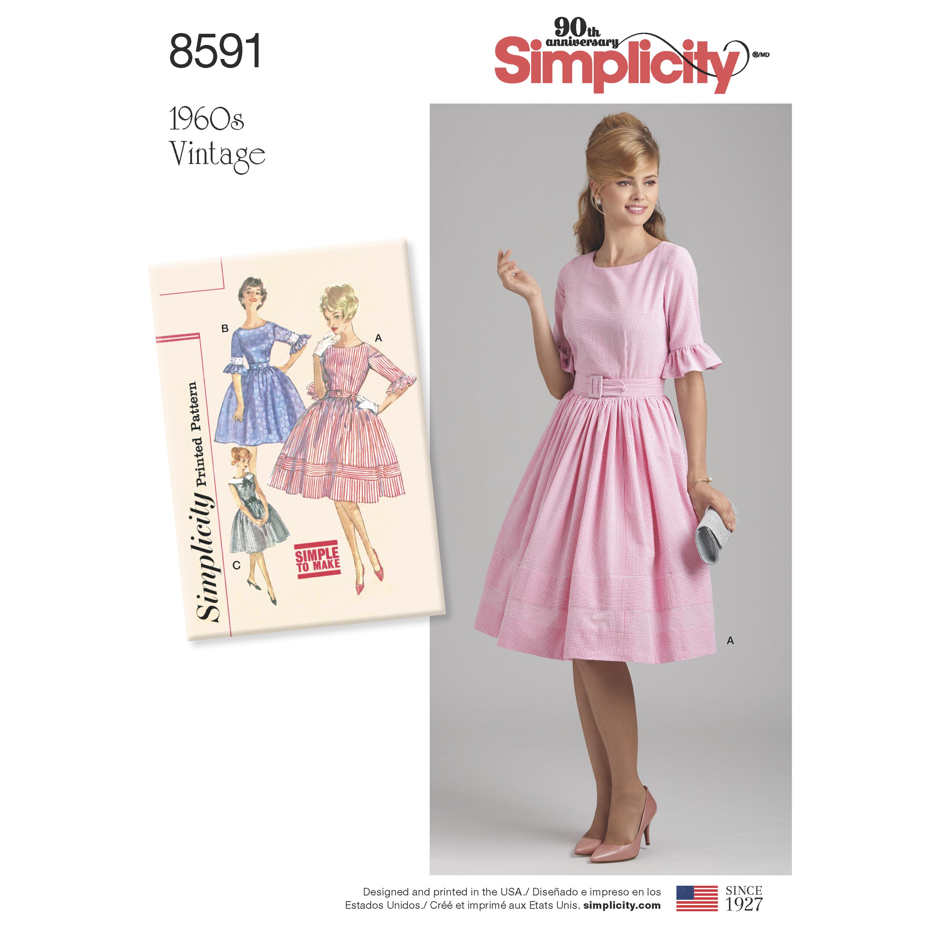 Simplicity S8591 Womens / Petite Womens Vintage Dress