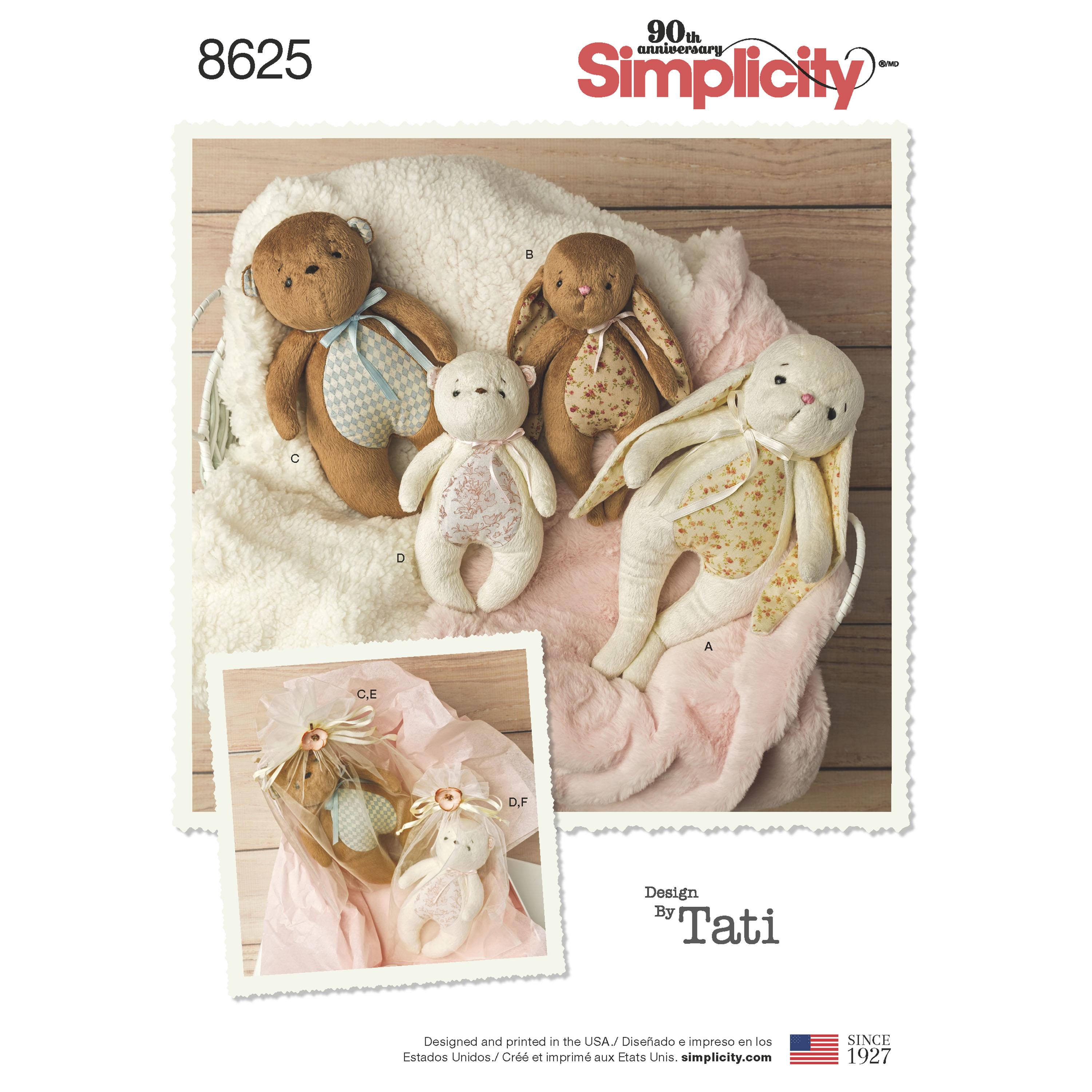 Simplicity S8625 Stuffed Animals and Gift Bags