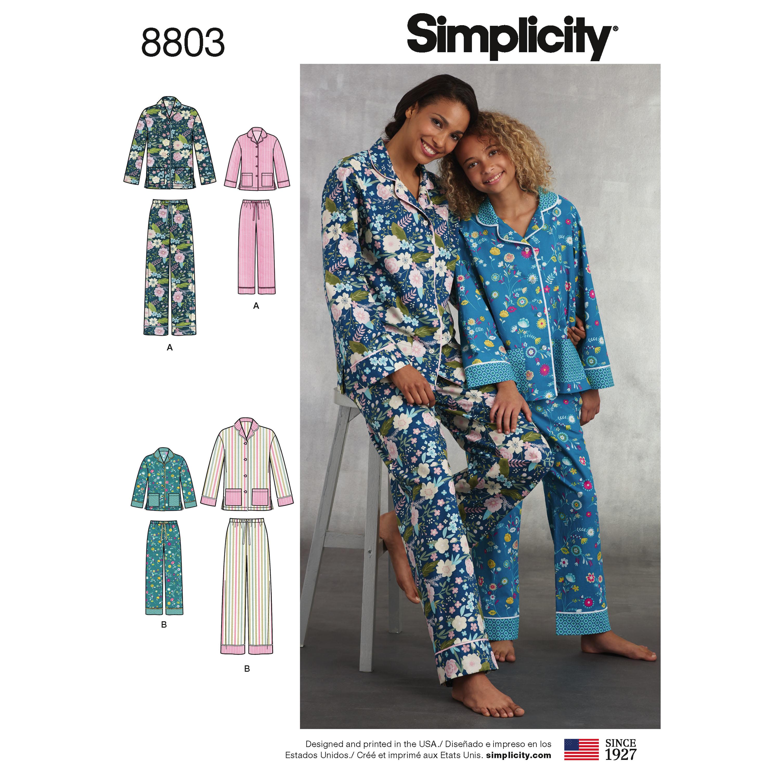 Simplicity S8803 Girls  and Misses Set of Lounge Pants and Shirt