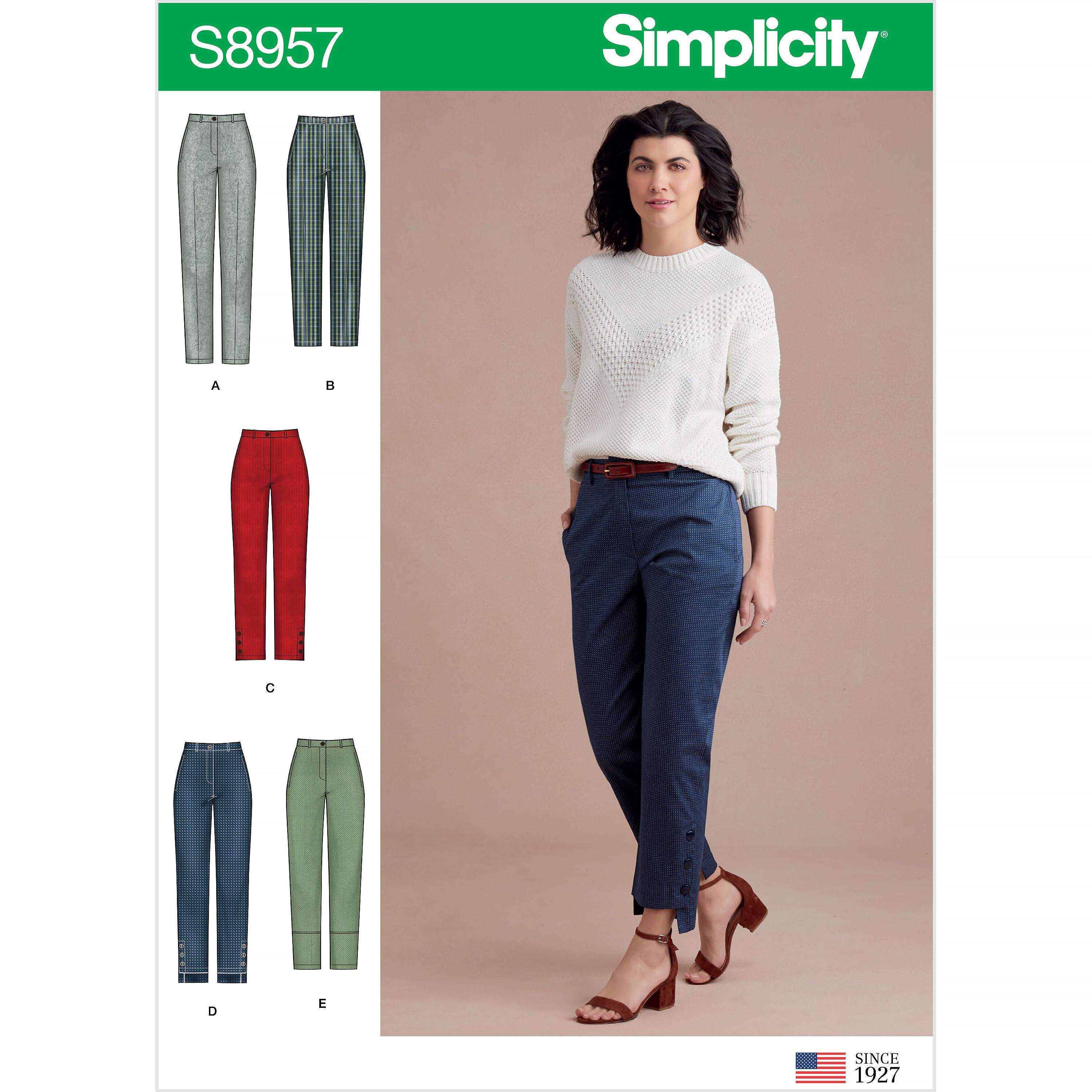 Simplicity S8957 Misses' Slim Leg Pant with Variations