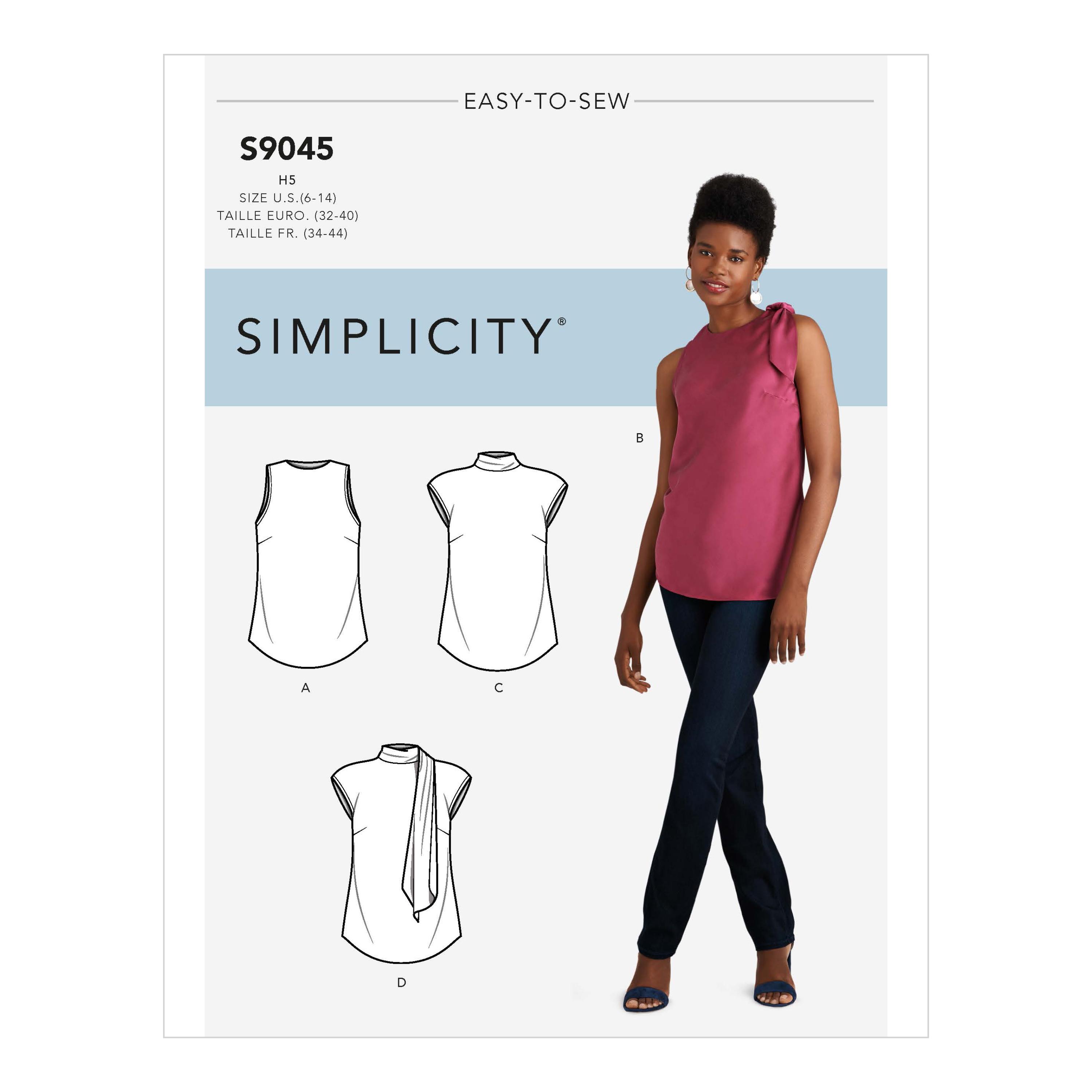 Simplicity S9045 Misses' Tops With Optional Neck Ties