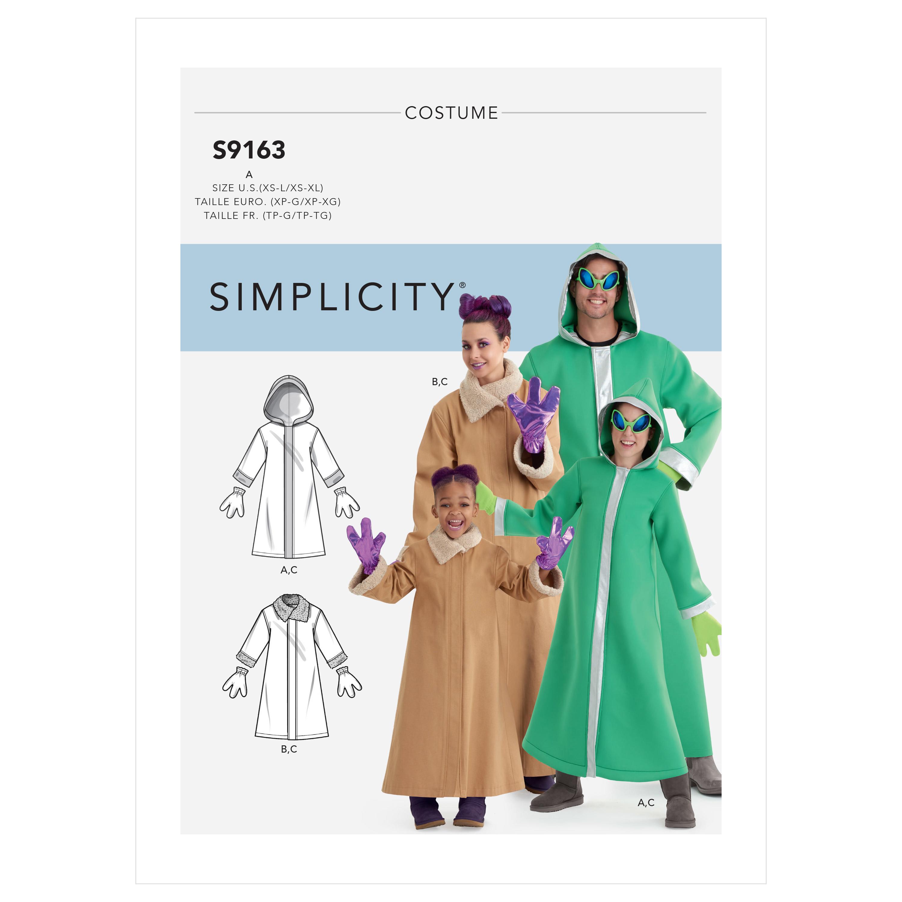 Simplicity S9163 Unisex Children's, Teens' & Adults' Costumes