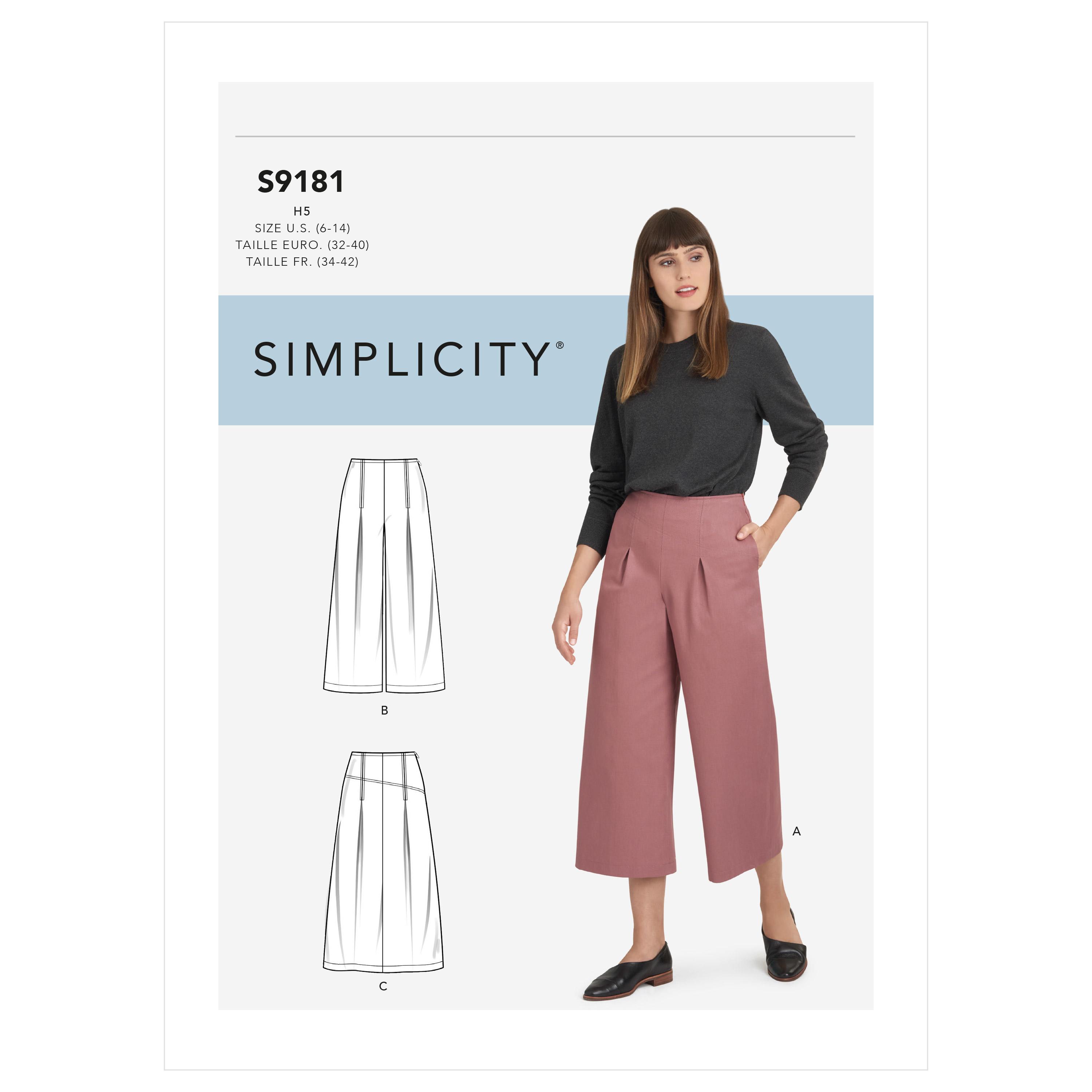 Simplicity S9181 Misses' Cropped Pants & Skirt