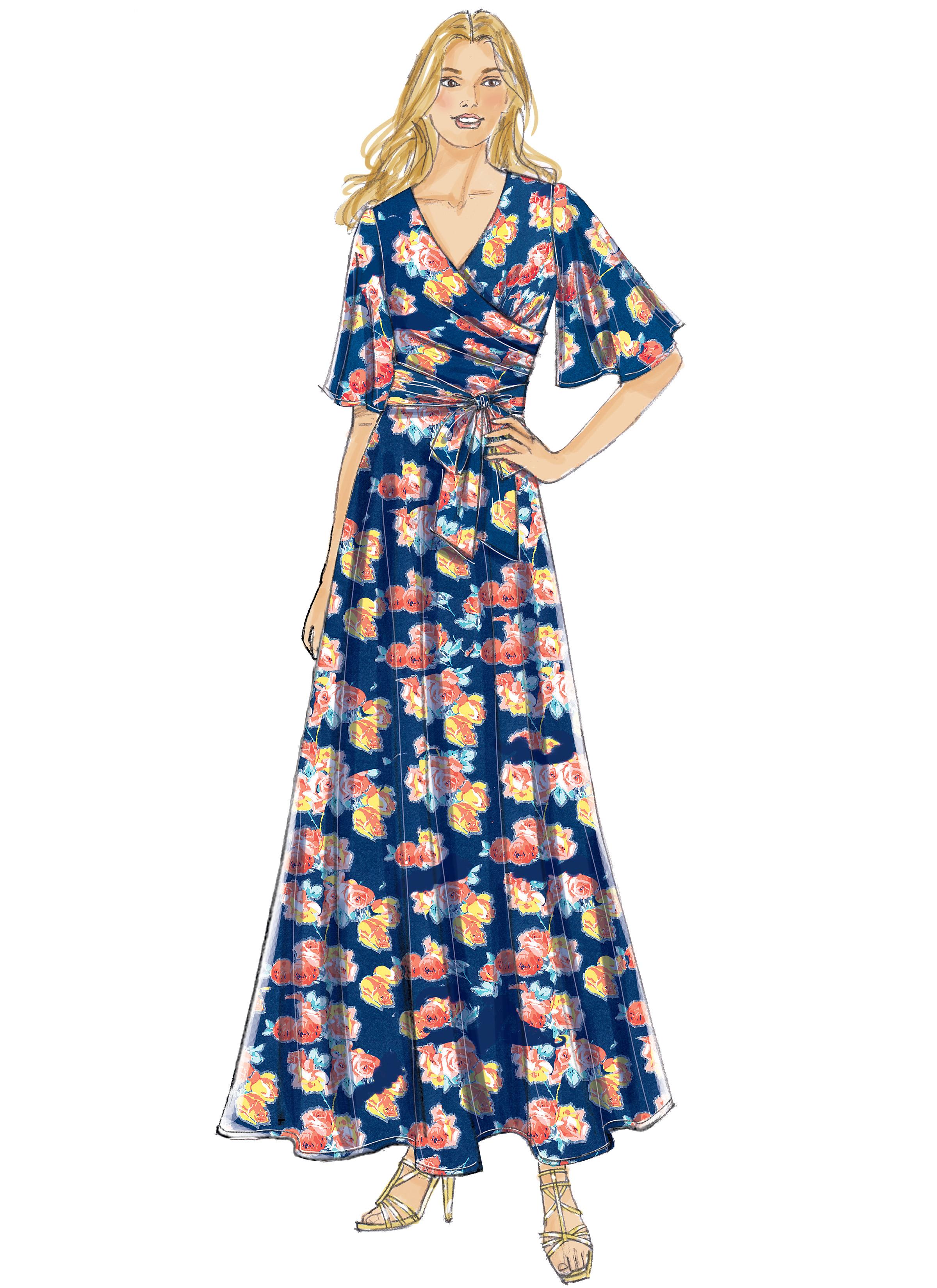Butterick B6446 Misses' Pleated Wrap Dresses with Sash