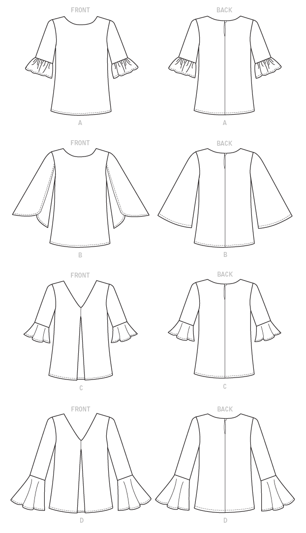 Butterick B6456 Misses' Tulip or Ruffle Sleeve Tops