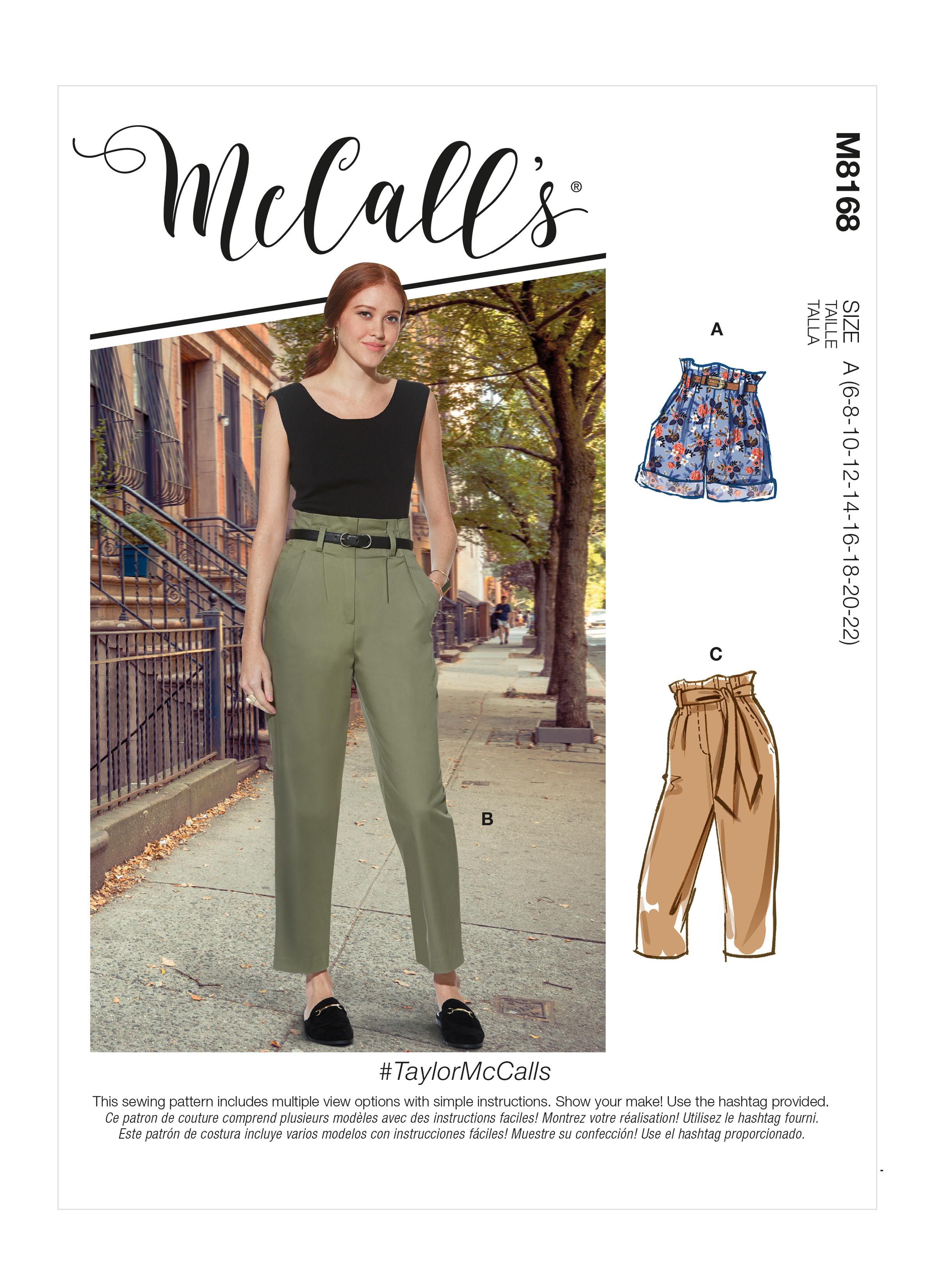 McCalls M8168 #TaylorMcCalls - Misses' Shorts, Pants & Sash