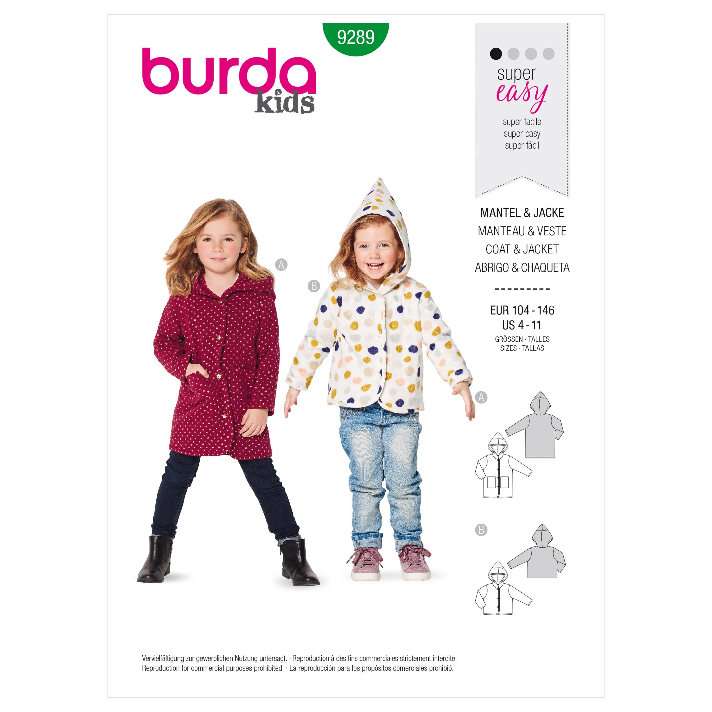 Burda Style Pattern 9289 Children's Coat ?  Jacket ? Hood