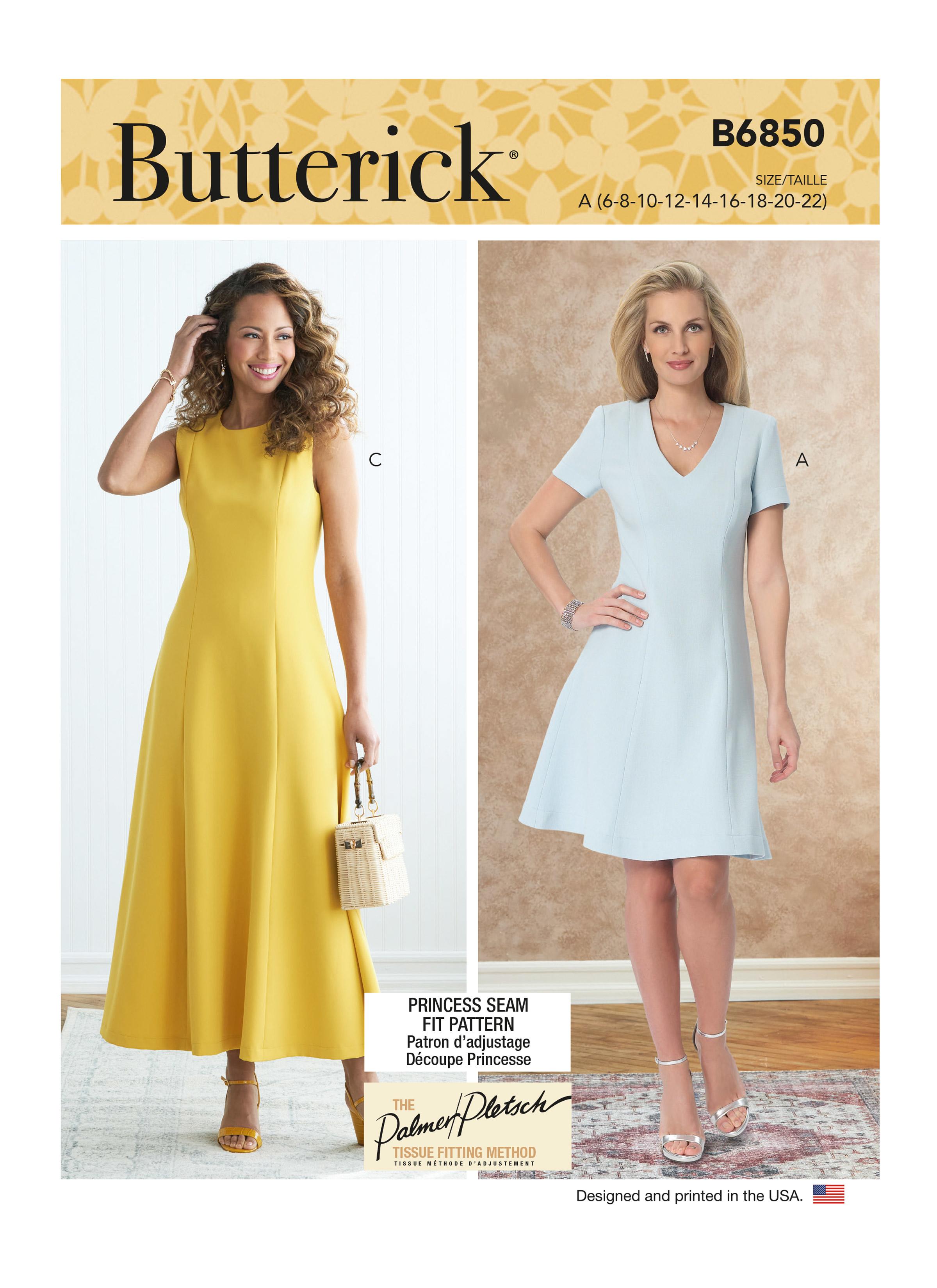 Butterick B6850 Misses' Jewel or V-Neck Fit & Flare Dresses