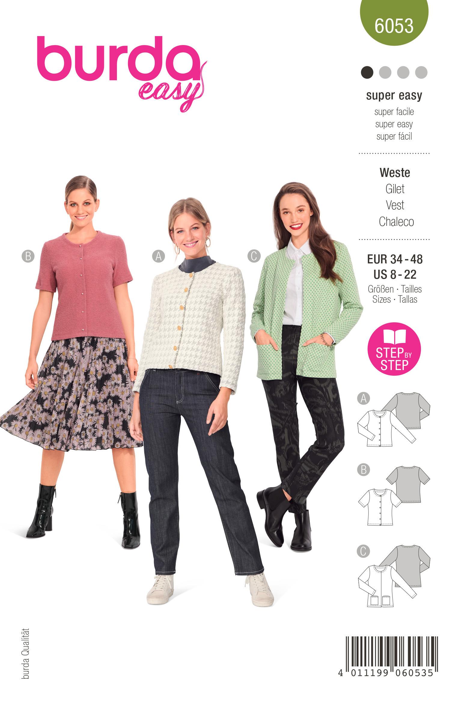 Burda Style Pattern 6053 Misses' Cardigan with Rounded Neckline