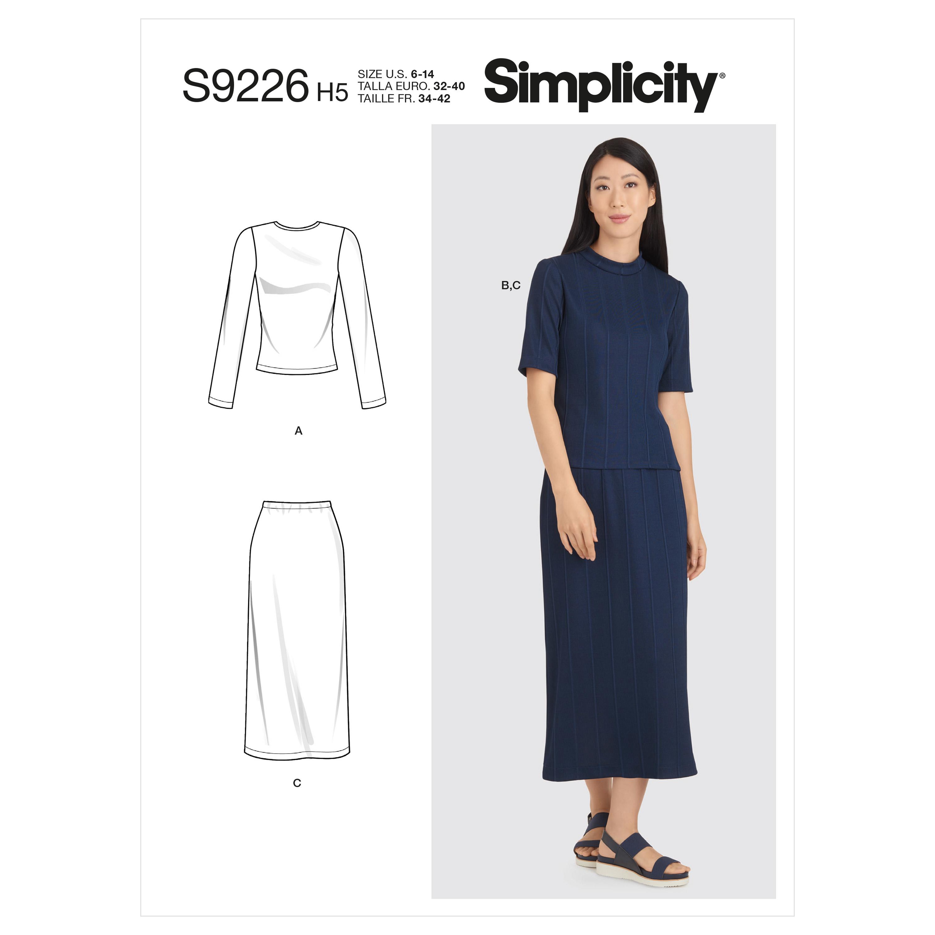 Simplicity Sewing Pattern S9226 Misses' Knit Tops & Skirt