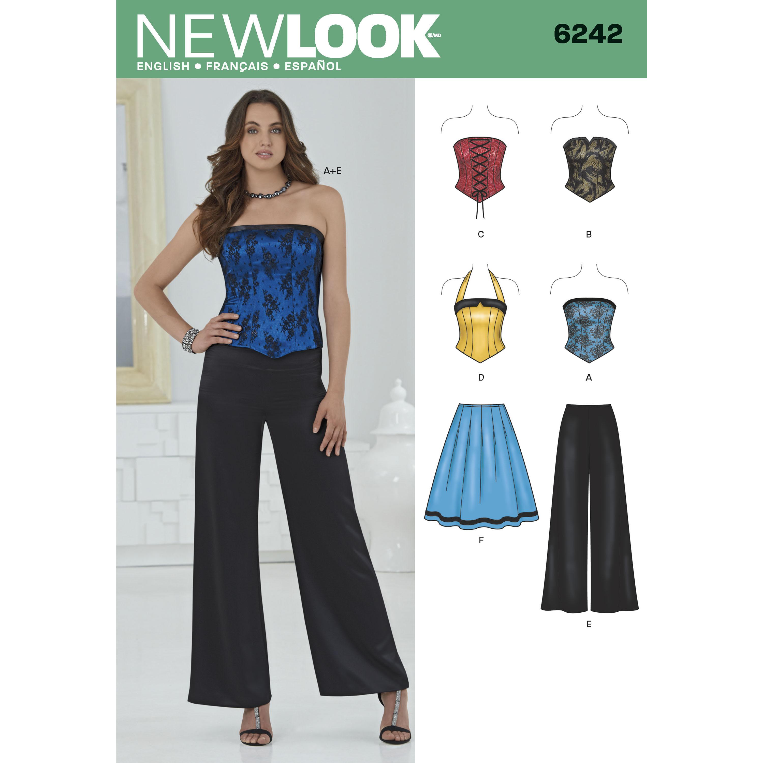 NewLook N6242 Misses' Corset Top, Pants and Skirt