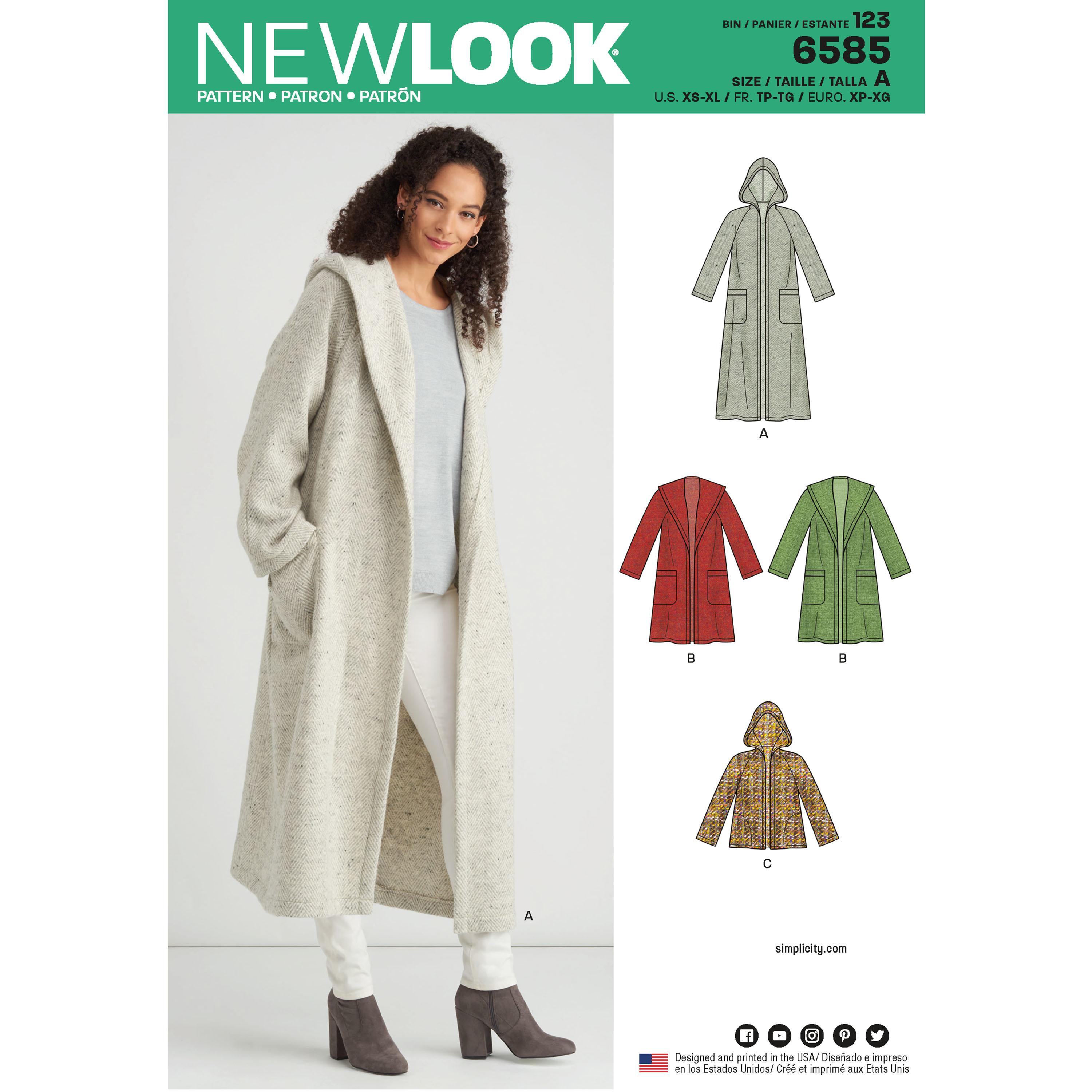NewLook N6585 Misses' Coat with Hood