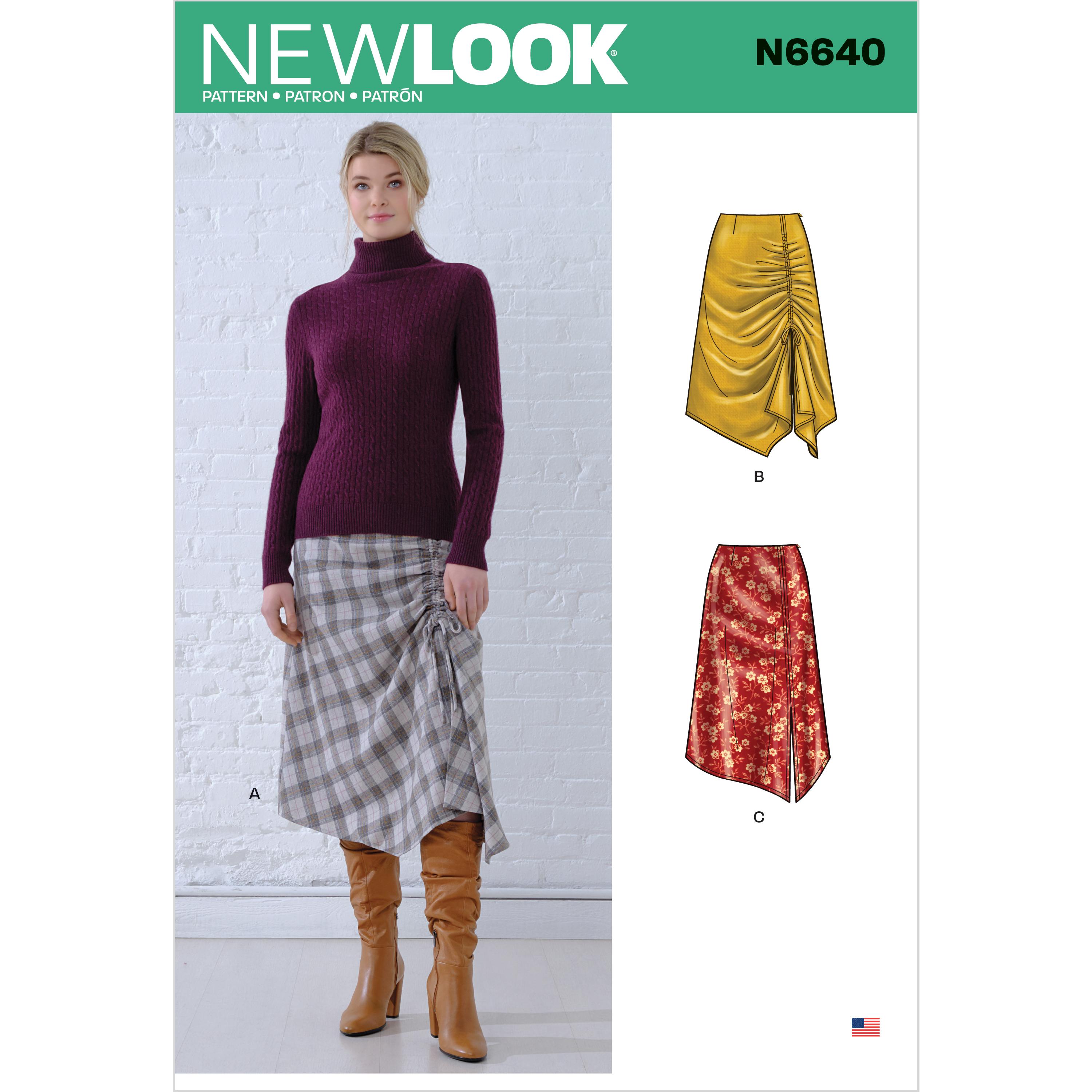 New Look Sewing Pattern N6640 Misses' Asymmetrical Skirts