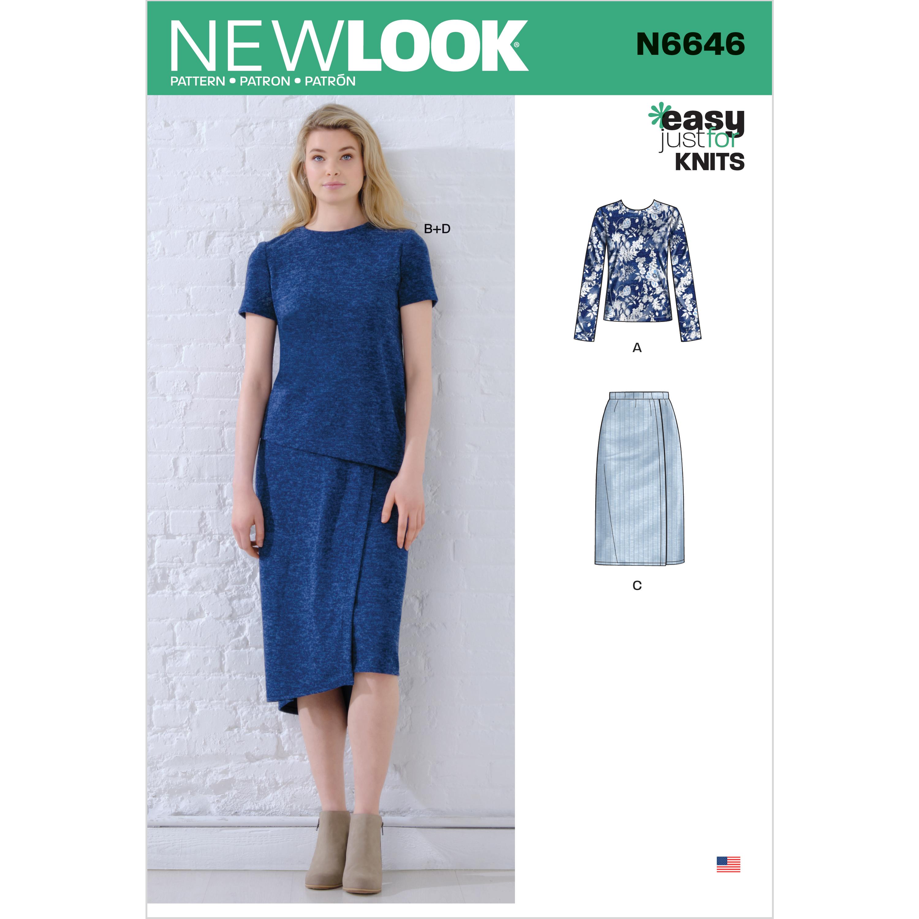 New Look Sewing Pattern N6646 Misses' Knit Tops and Skirts