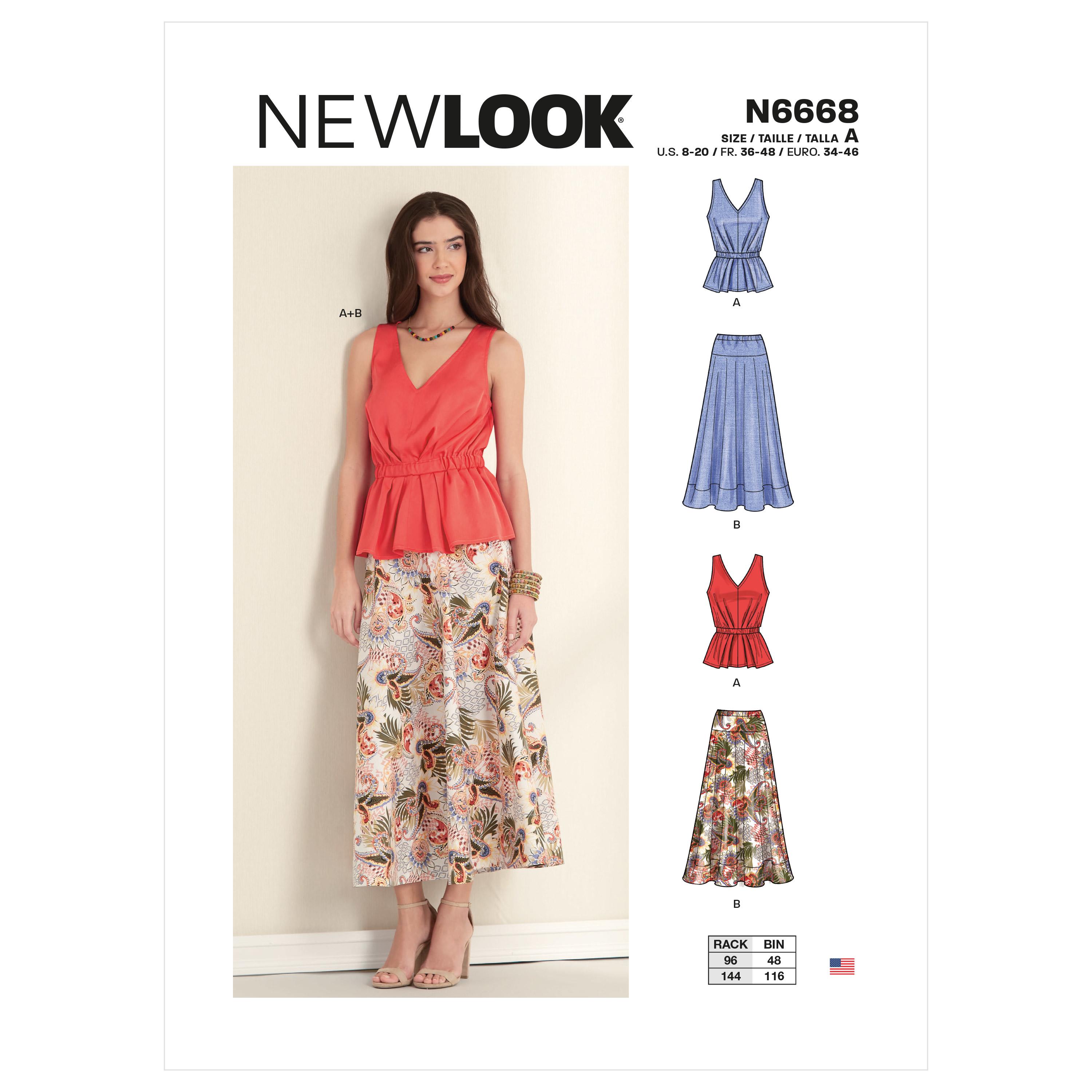 New Look Sewing Pattern N6668 Misses' Top & Skirt