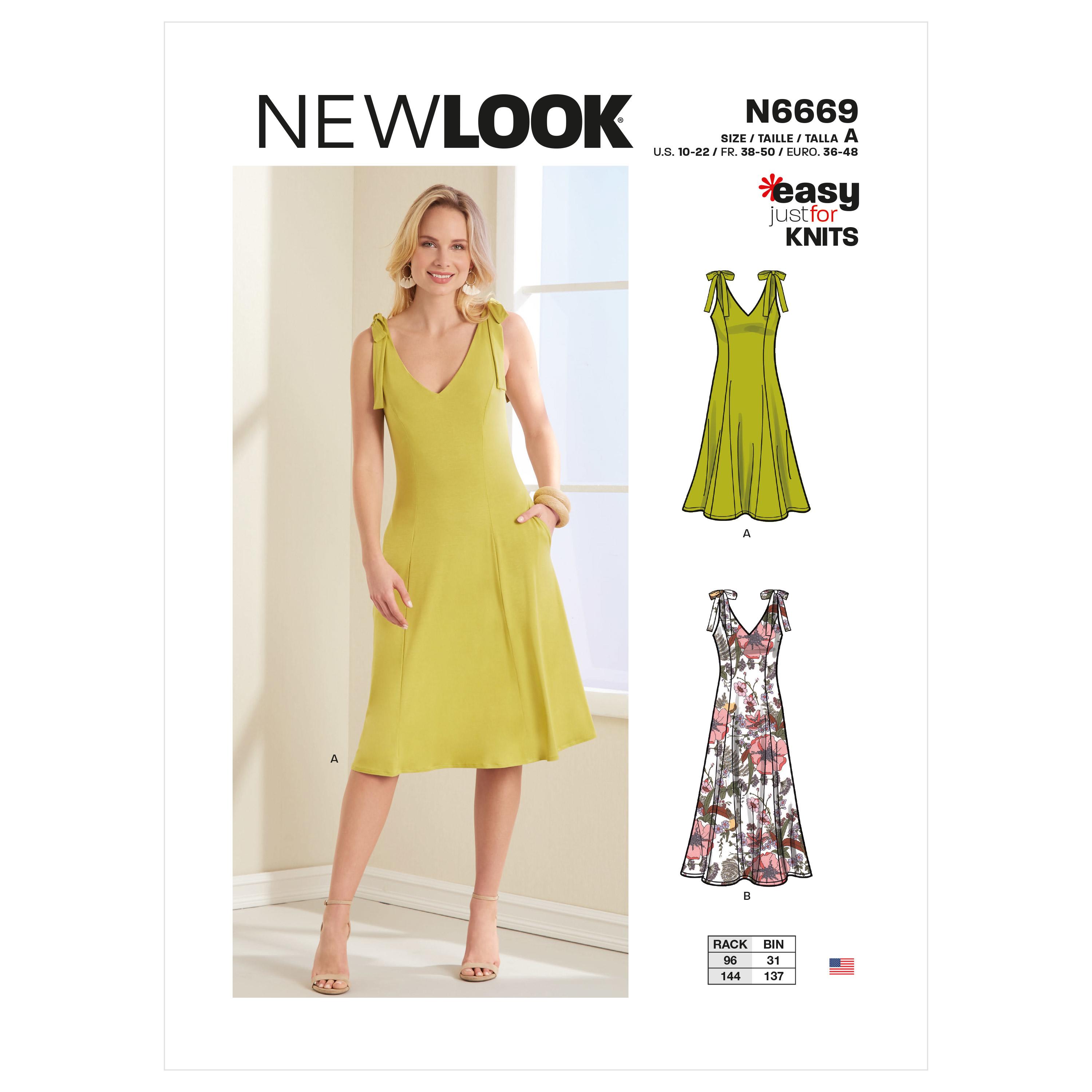New Look Sewing Pattern N6669 Misses' Dress, designed for stretch knits