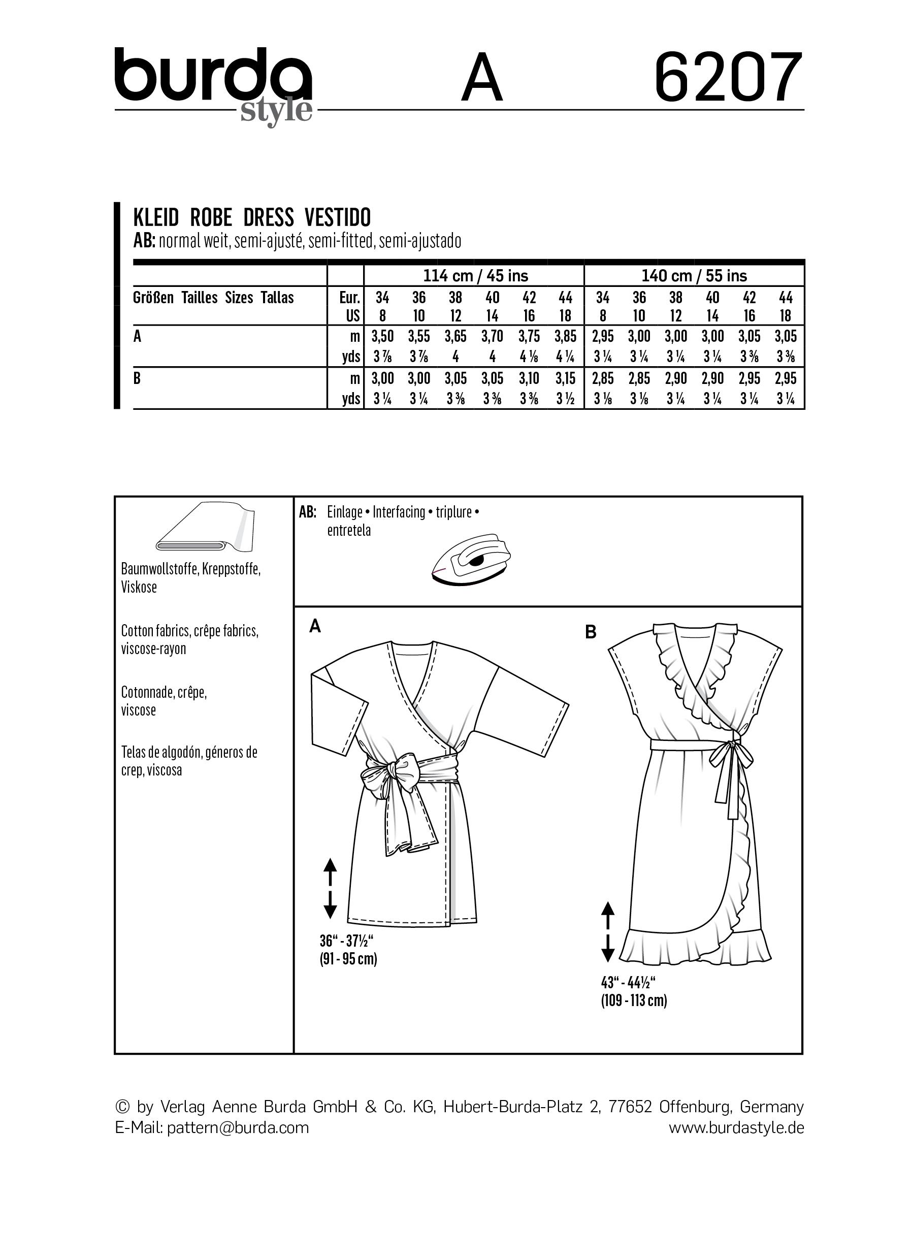 Burda B6207 Wrap Dress with Tie Bands Sewing Pattern