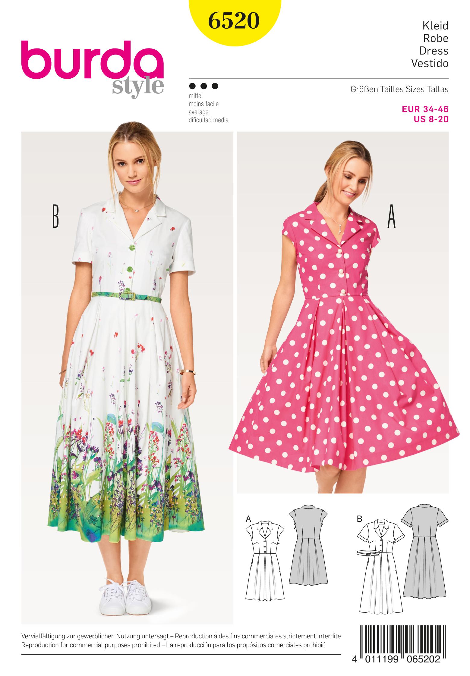 Burda B6520 Women's' Dress, Blouse and Skirt