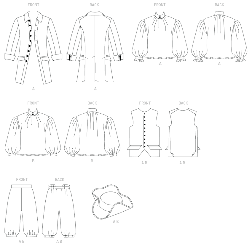 Butterick B3072 Historical Costume (Coat, Vest, Shirt, Pants and Hat)