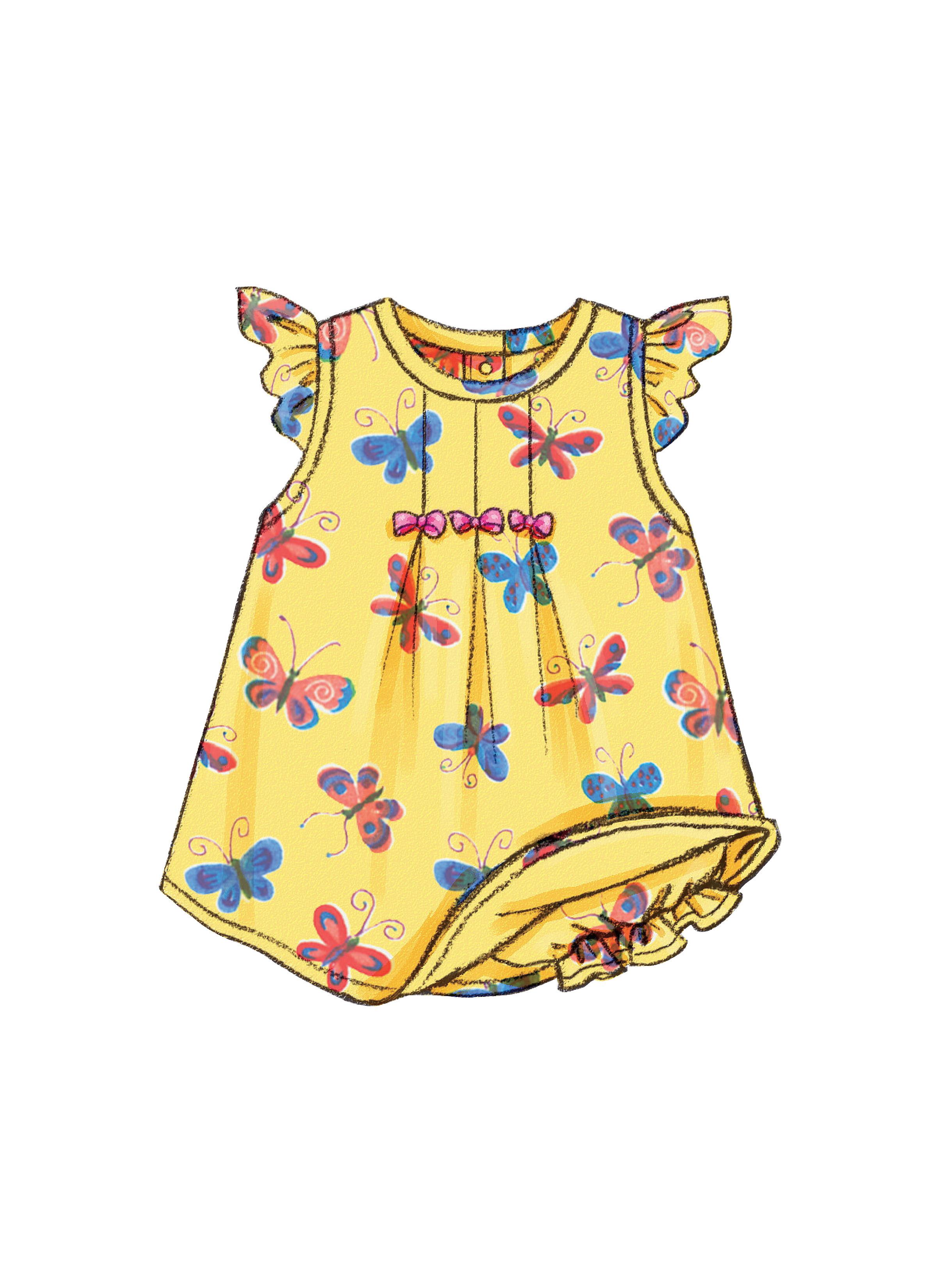 Butterick B3405 Infants' Dress, Top, Romper, Panties, Hat & Headband