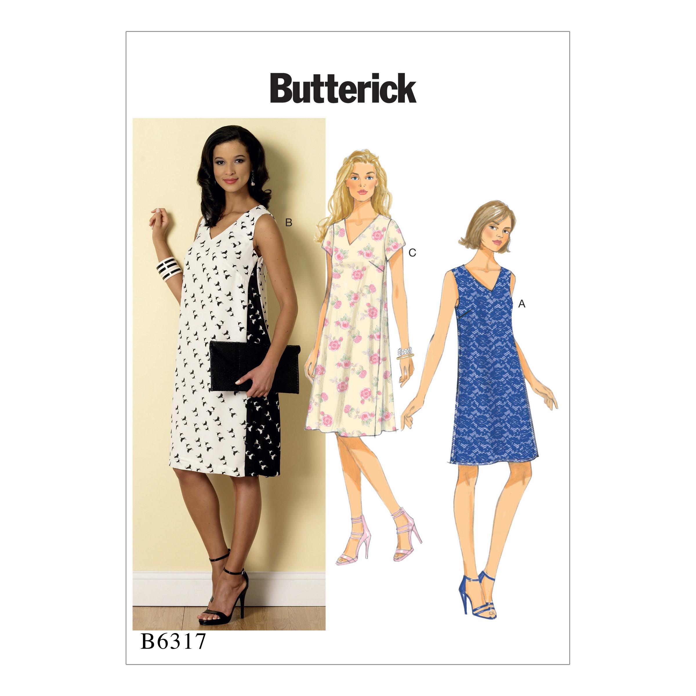 Butterick B6317 Misses' Pullover V-Neck Dresses