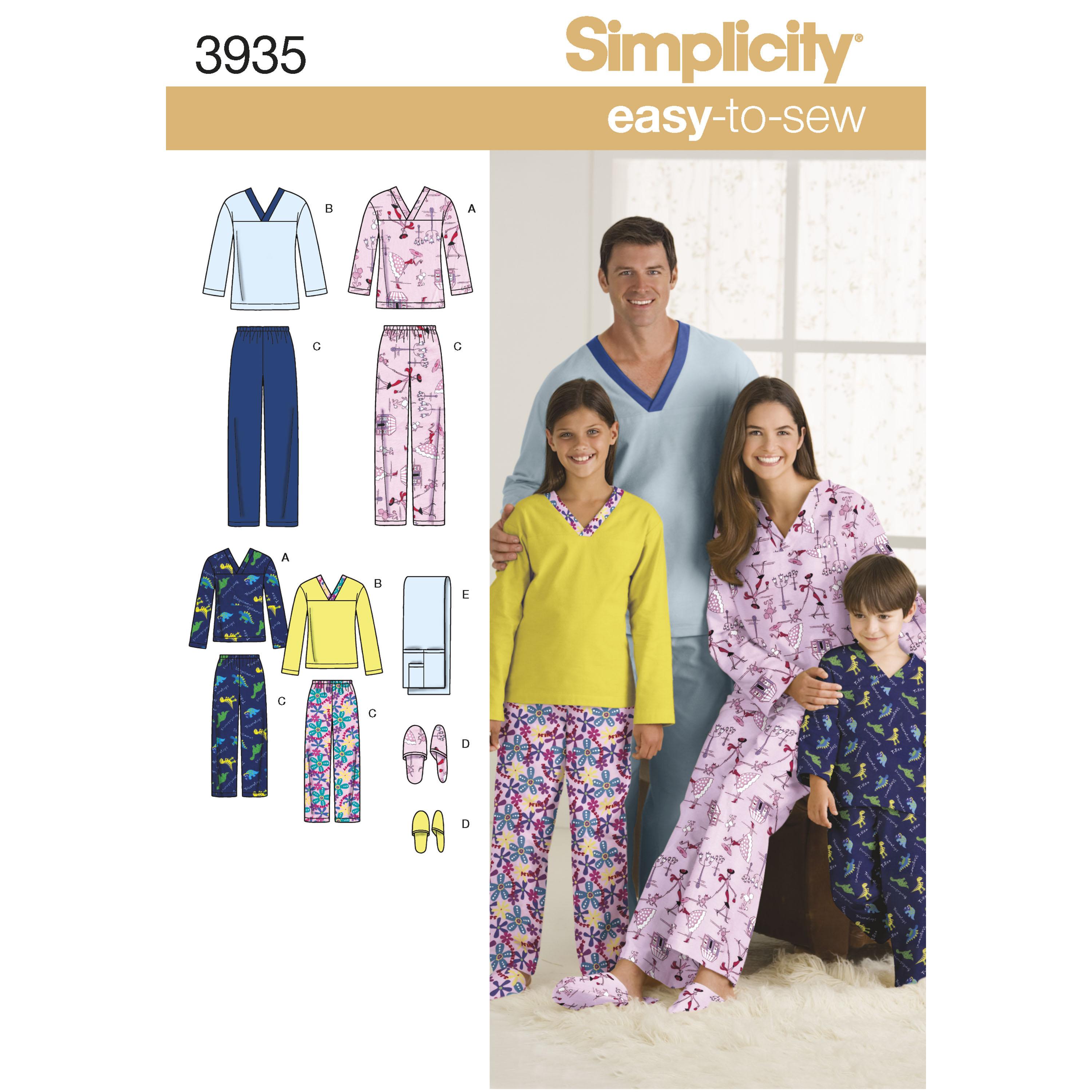 Simplicity S3935 Women's/Men/Child Sleepwear