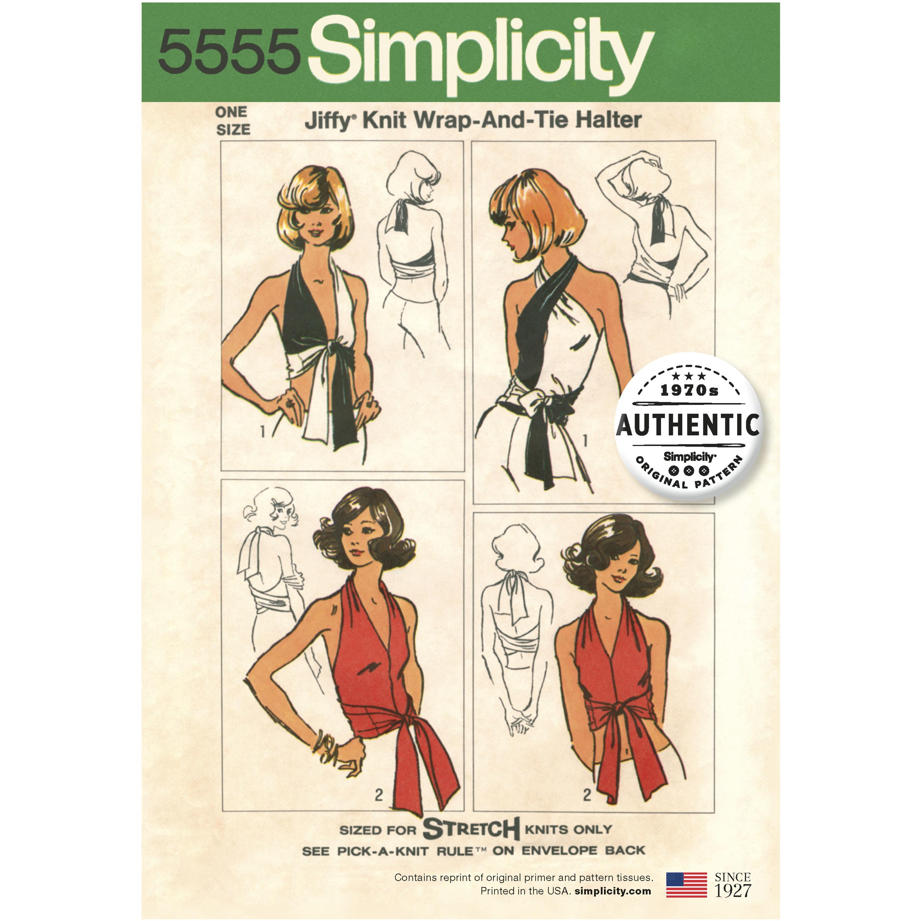 Simplicity S5555 Womens Vintage  Jiffy Knit Wrap & Tie Top