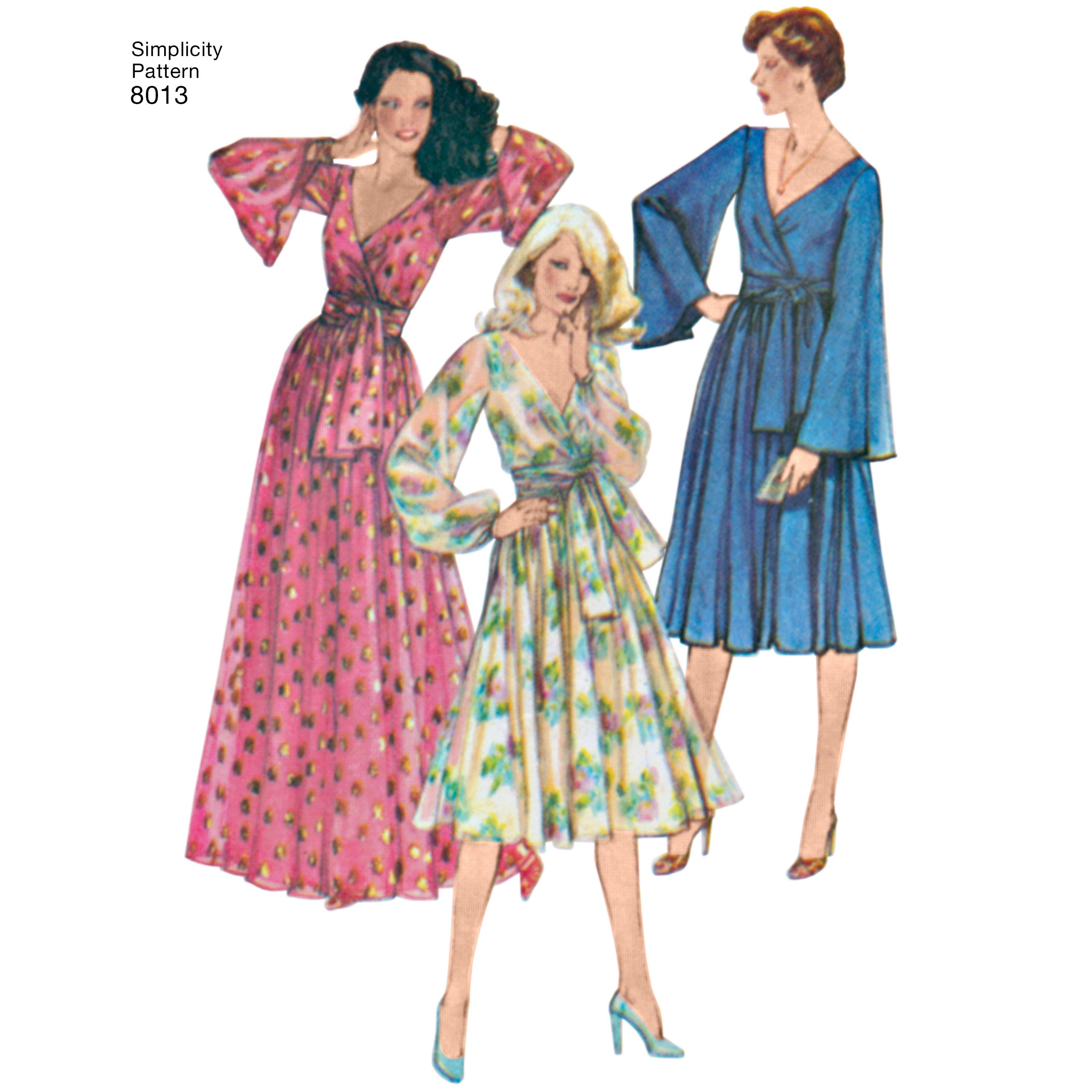 Simplicity S8013 Women's Vintage 1970's Dresses'
