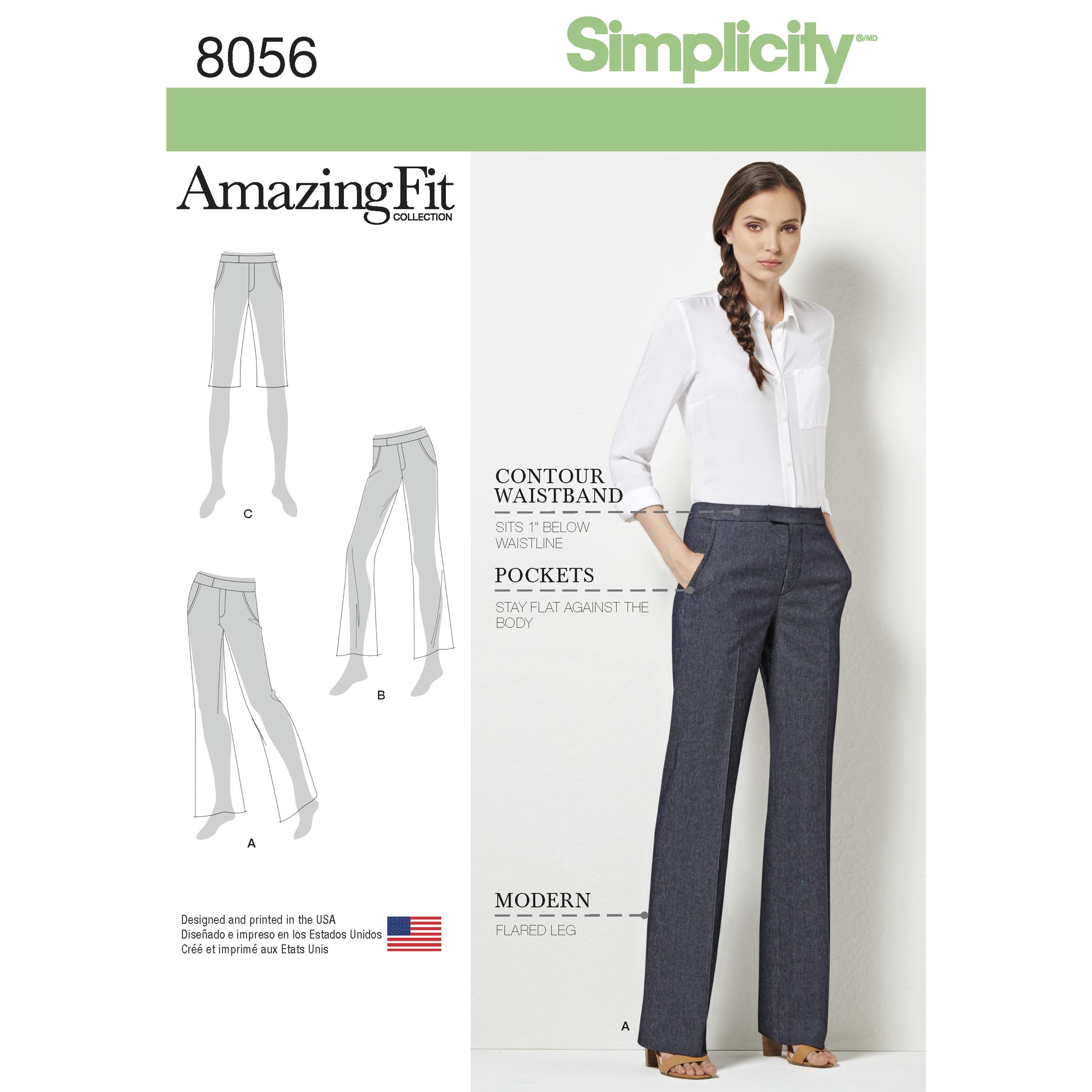 Simplicity S8056 Amazing Fit Women's and Plus Size Flared Trousers or Shorts