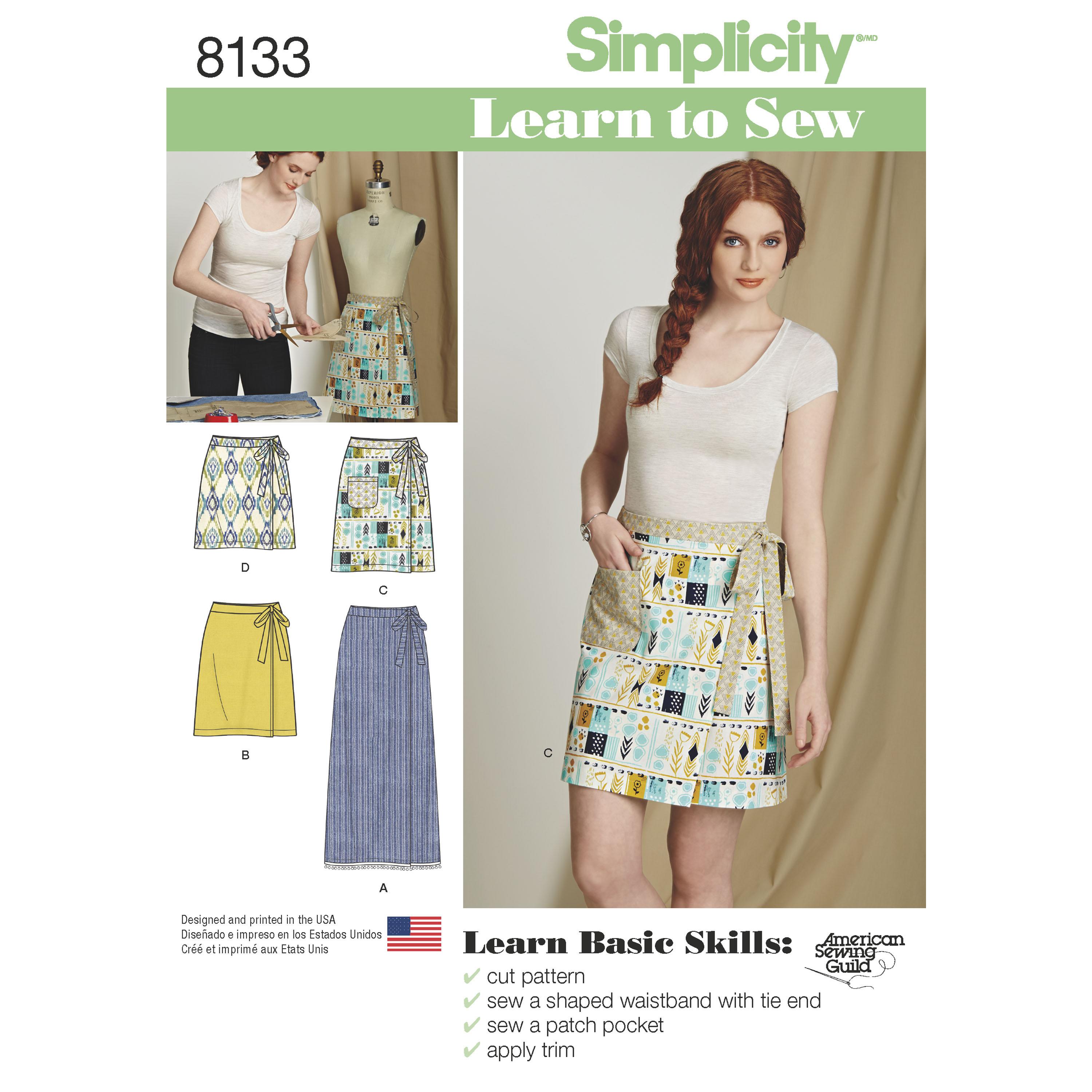 Simplicity S8133 Women's Learn to Sew Wrap Skirts