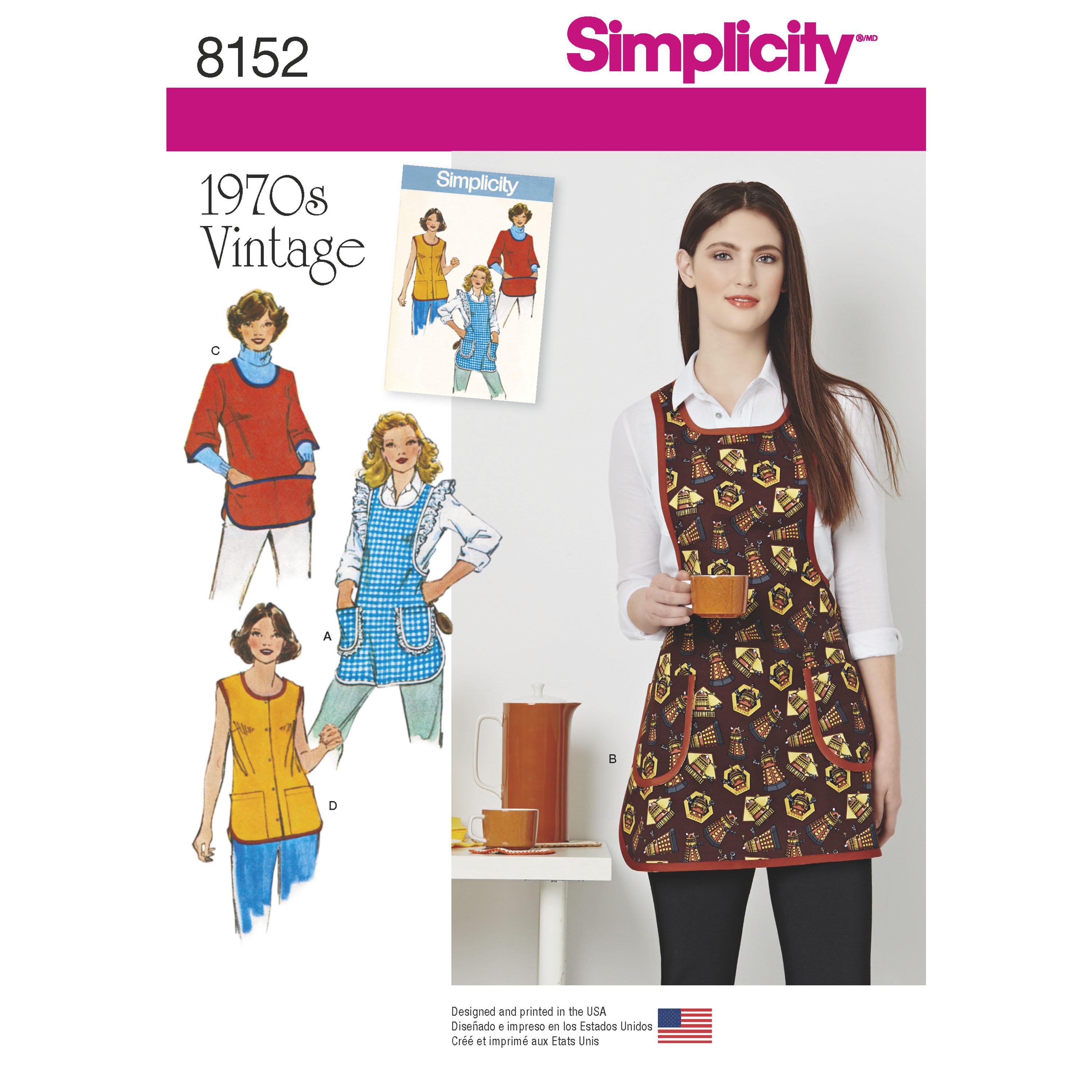 Simplicity S8152 Women's Vintage 1970's Aprons