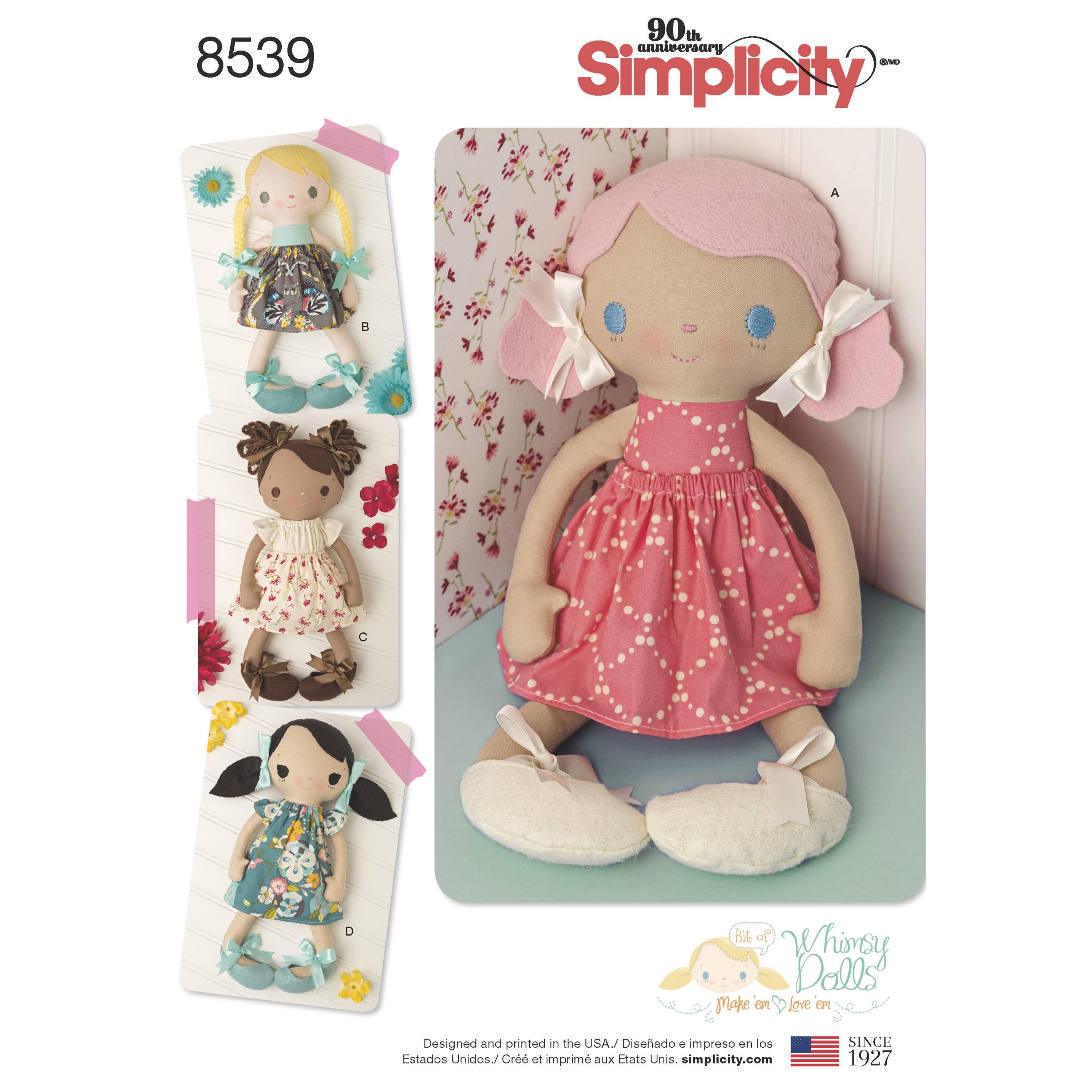 Simplicity S8539 15" Stuffed Dolls and Clothes