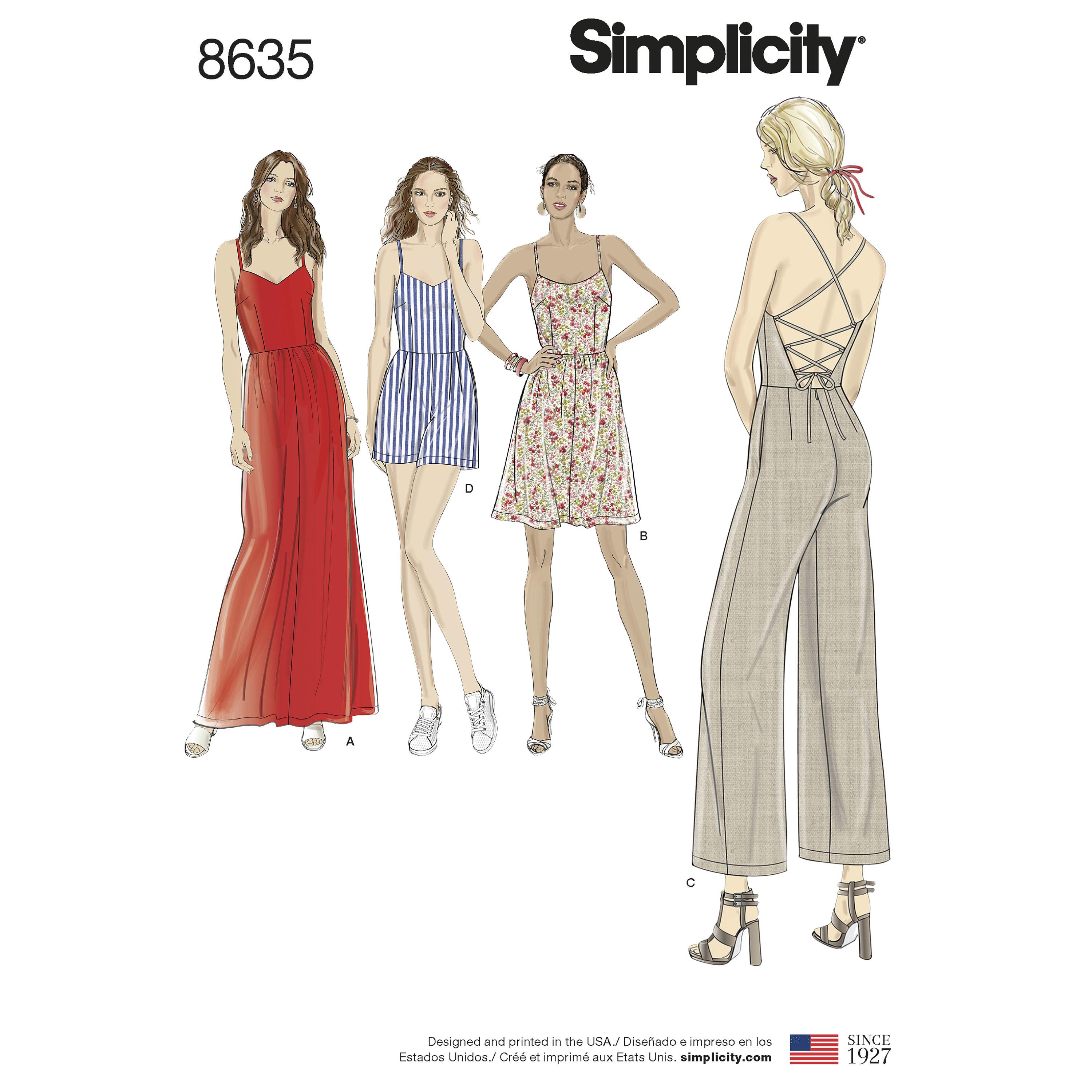 Simplicity S8635 Womens Dress, Jumpsuit and Romper