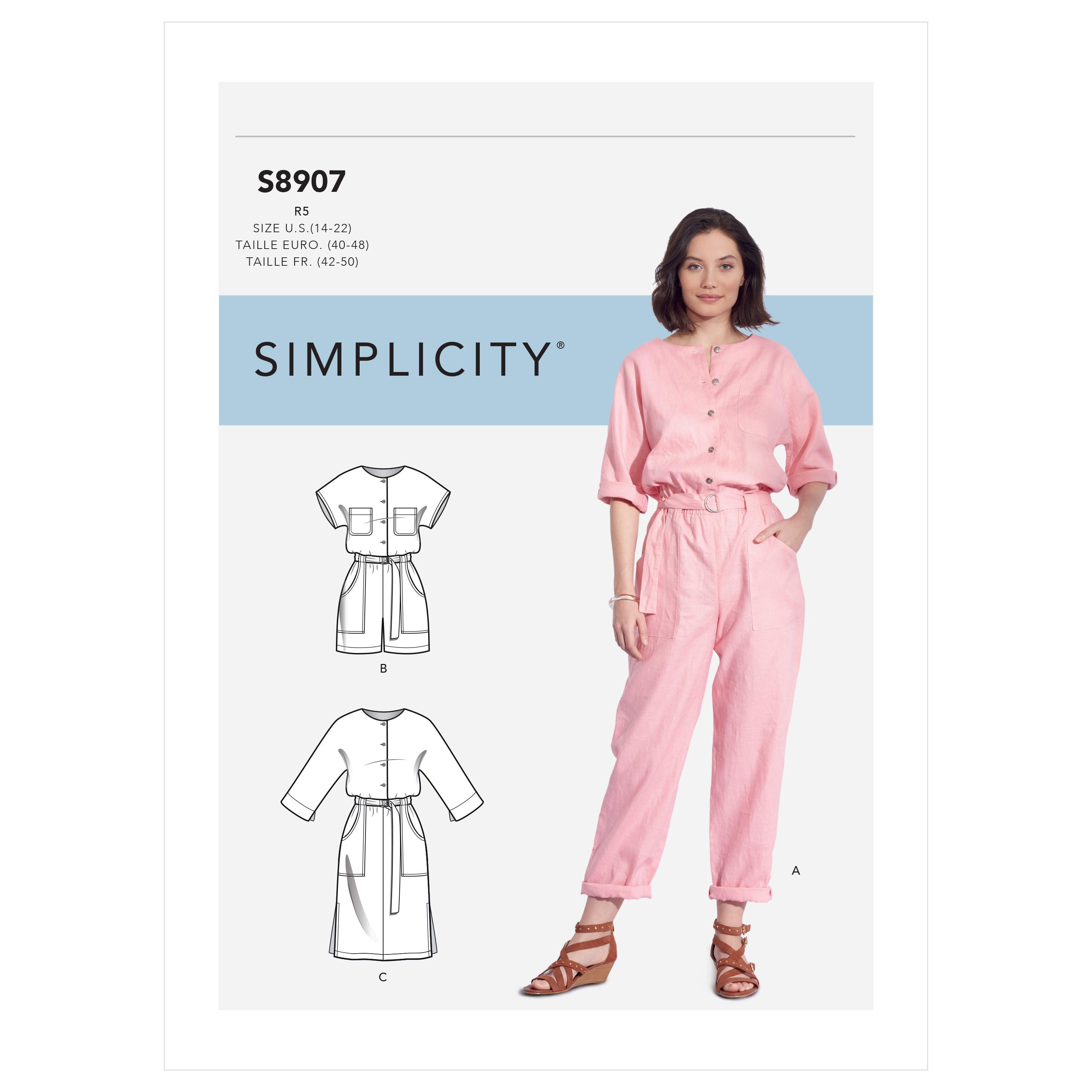 Simplicity S8907 Misses' Jumpsuit, Romper, Dresses, and Belt